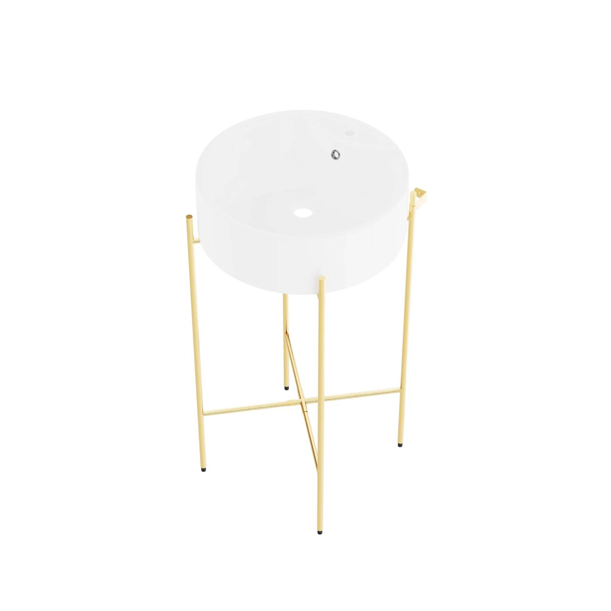 Bathroom Console Sink, Round Bathroom Sink with Chrome/Gold/Black Legs Support Ceramic Sink with Overflow. - Image 9