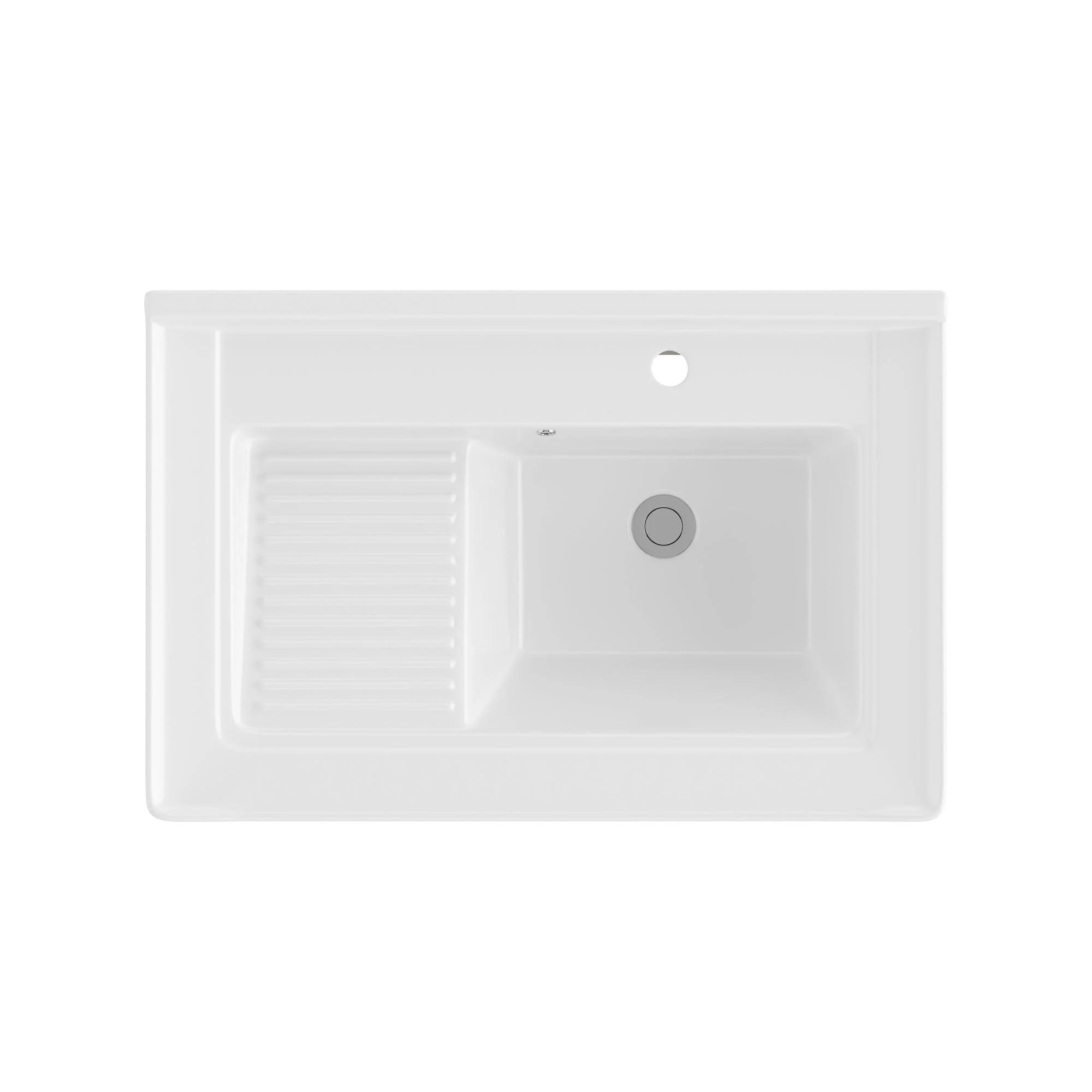 DeerValley 28"x18.5" Console Bathroom Sink, Freestanding Utility Sink with Integrated Washboard and Stainless Steel Frame, Modern White Ceramic Laundry Tub with Open Shelf,  Matte Black, DV-1CS0388B - Image 11