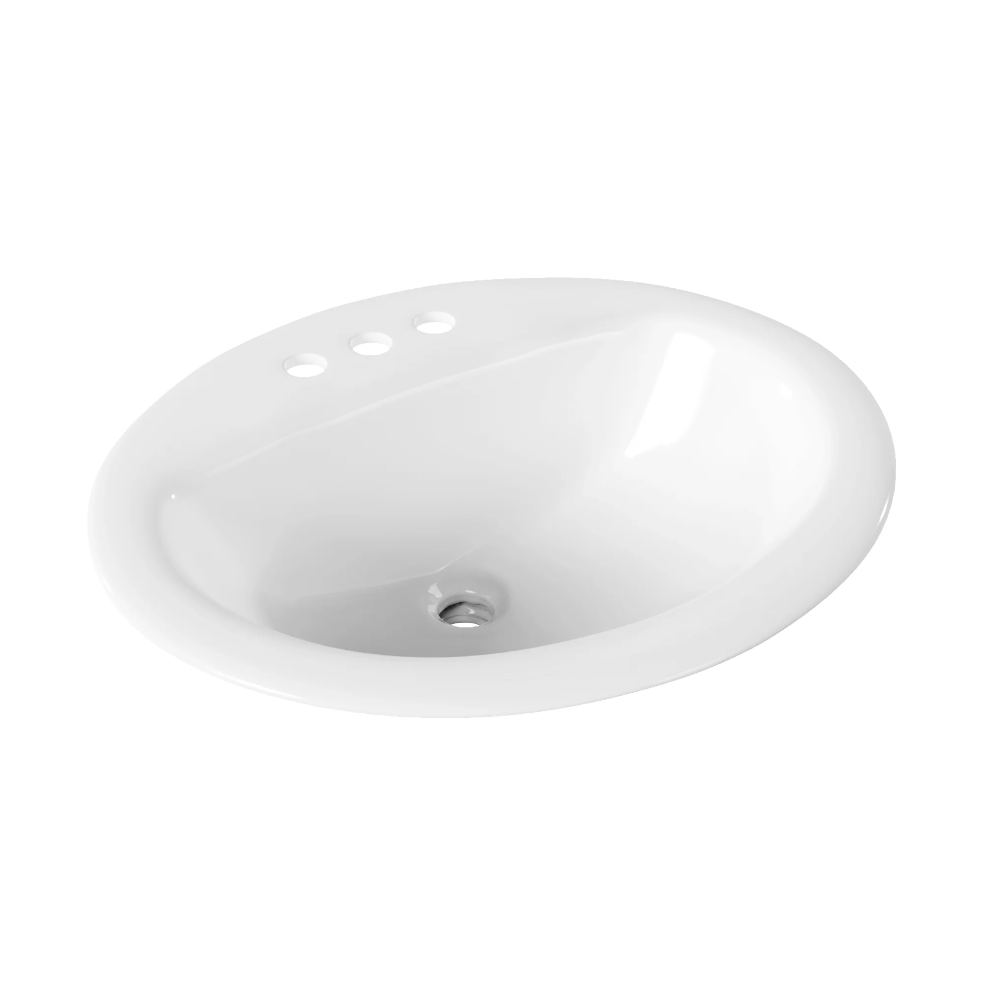16.94" Round Drop-in Bathroom Sink, Overflow Hole - Image 3