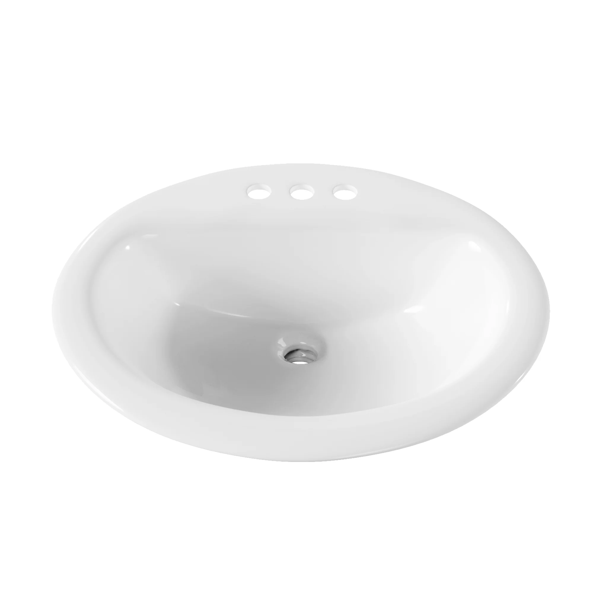 16.94" Round Drop-in Bathroom Sink, Overflow Hole - Image 4