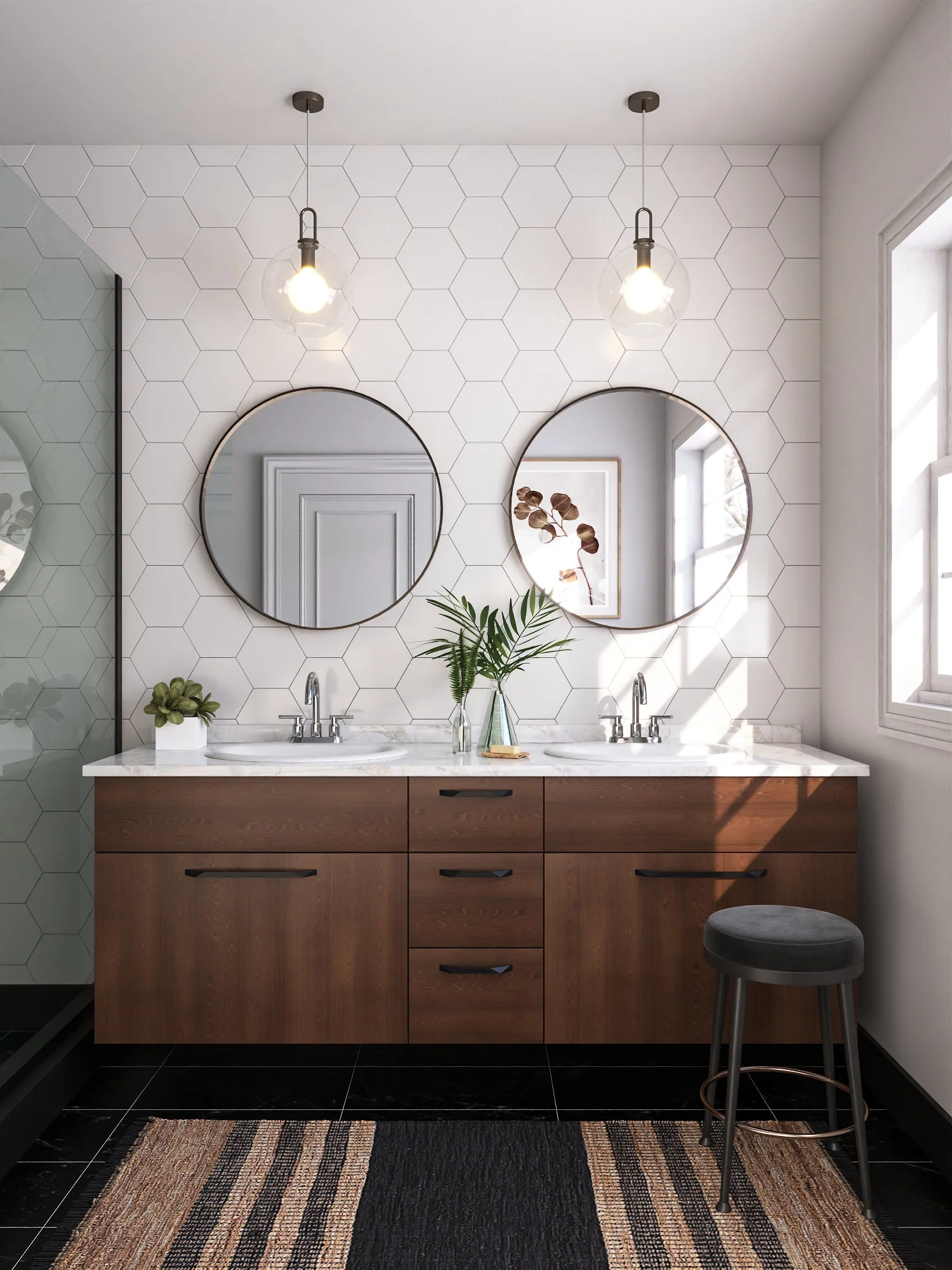 16.94" Round Drop-in Bathroom Sink, Overflow Hole - Image 9