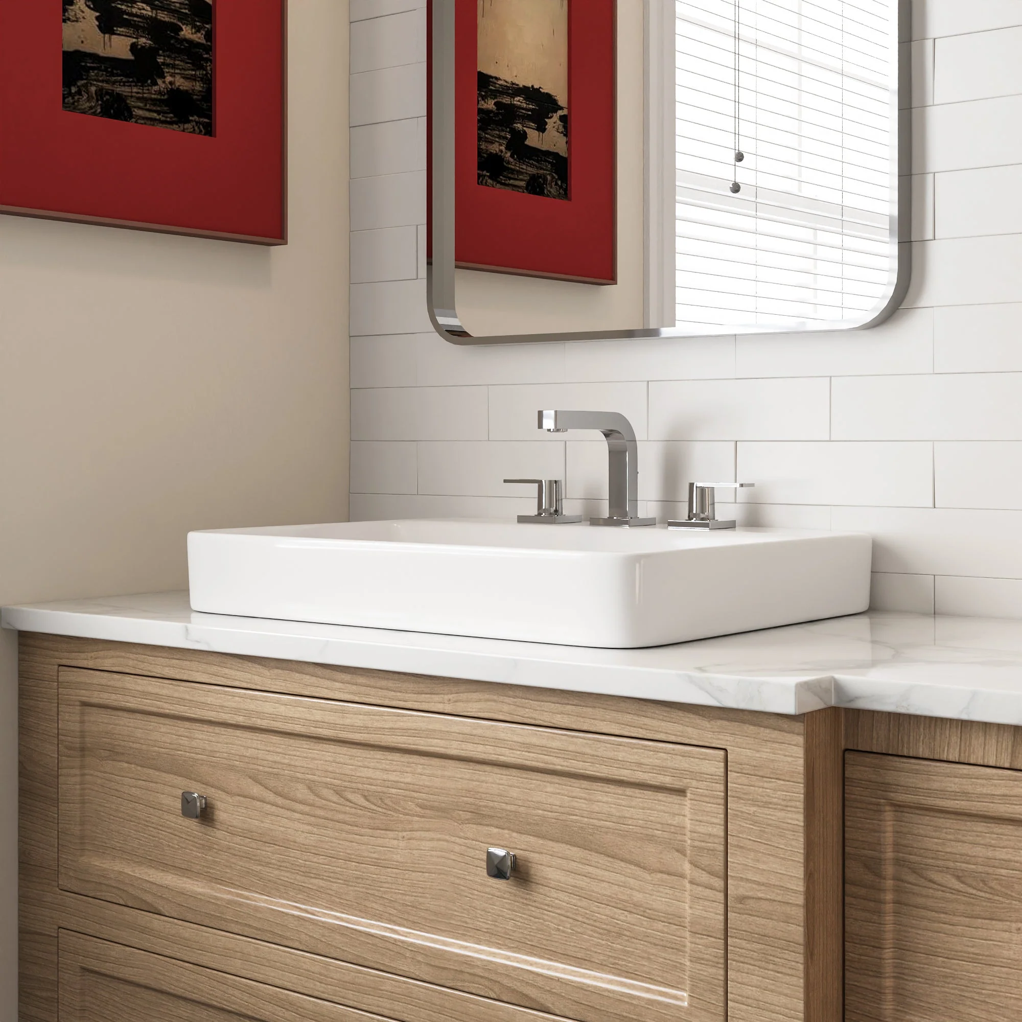 DeerValley DV-1DS0121 Drop-in Sinks Modern Semi-Recessed Ceramic Overflow - Image 5