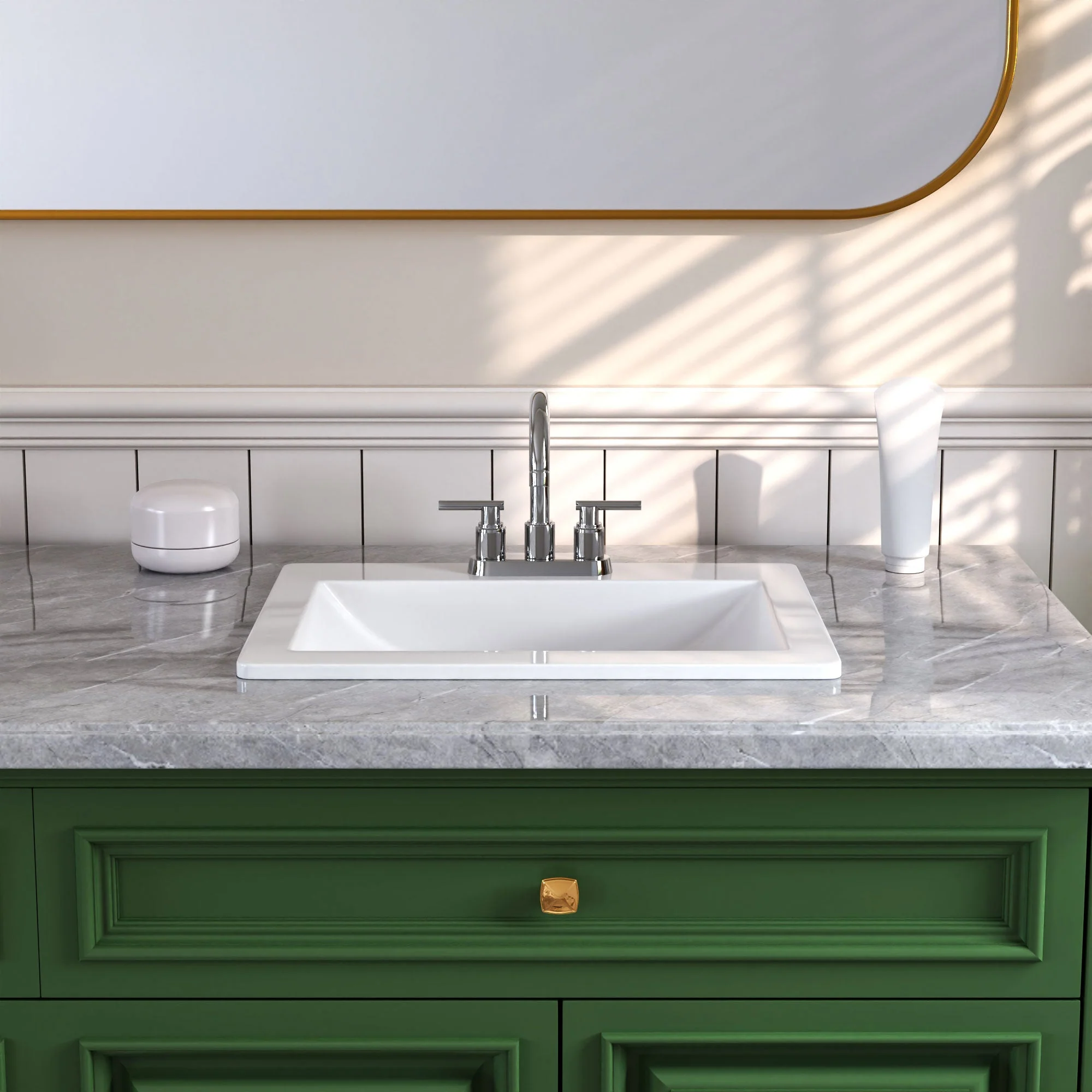 DeerValley DV-1DS0122 Drop-in Sinks Scratch Resistant Modern White 3-Hole Design - Image 3