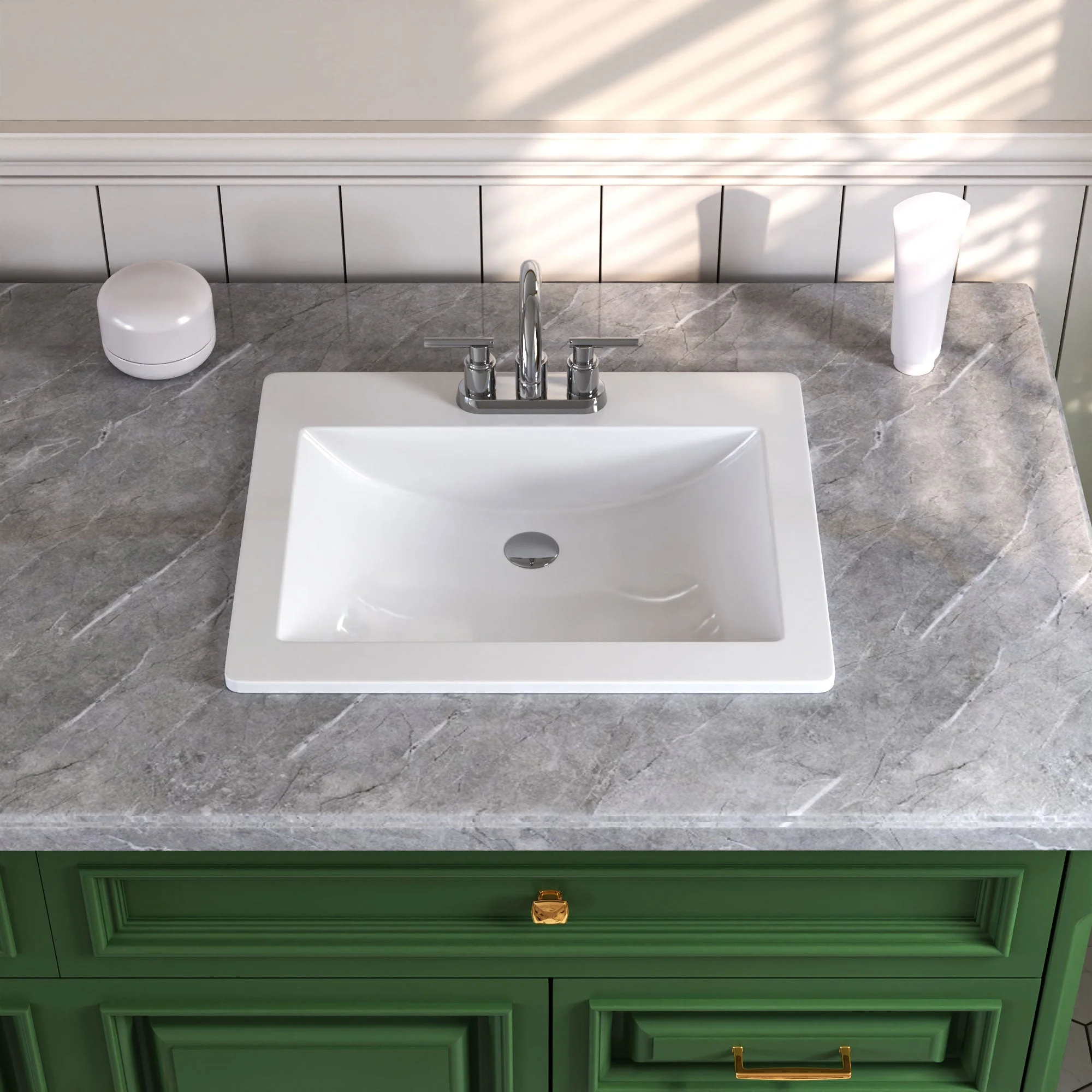 DeerValley DV-1DS0122 Drop-in Sinks Scratch Resistant Modern White 3-Hole Design - Image 9