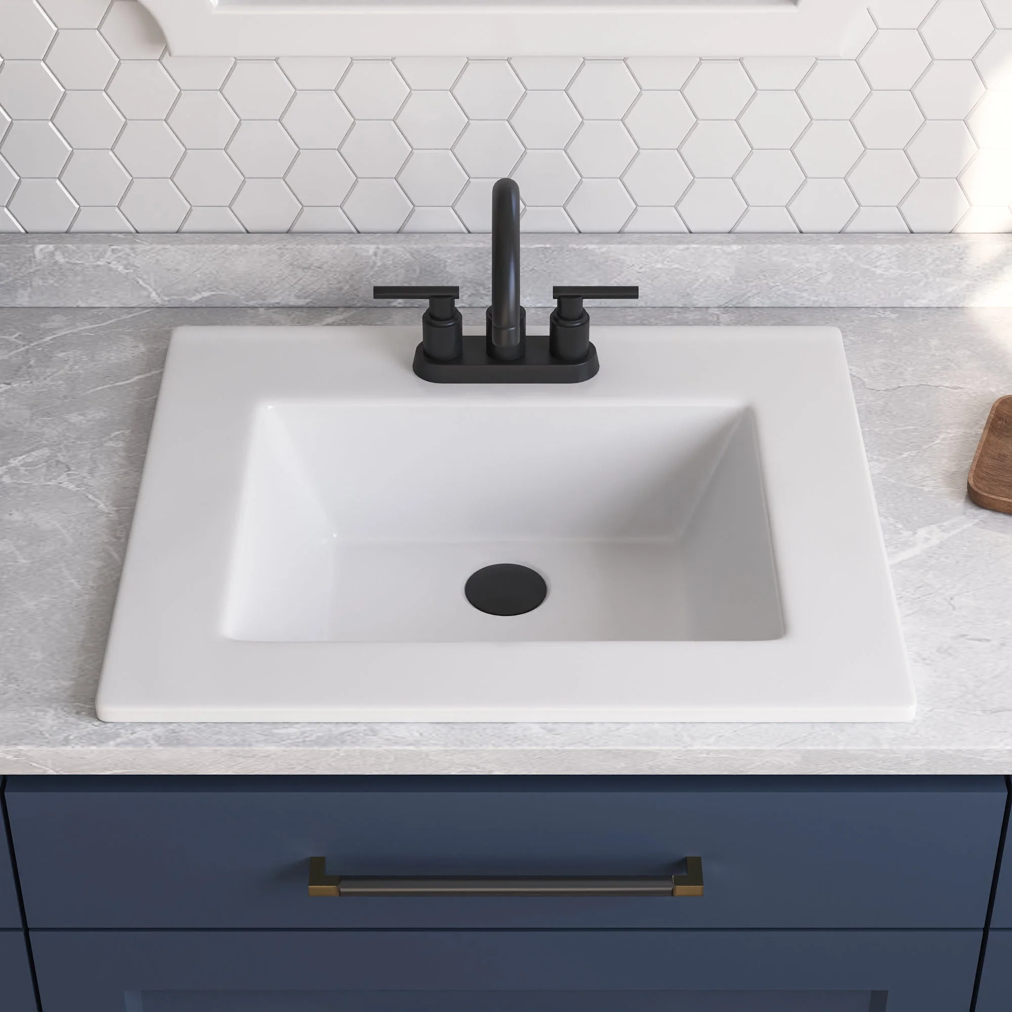 DeerValley DV-1DS0123 Drop-in Sinks Fireclay Durable 3-Hole Overflow - Image 7