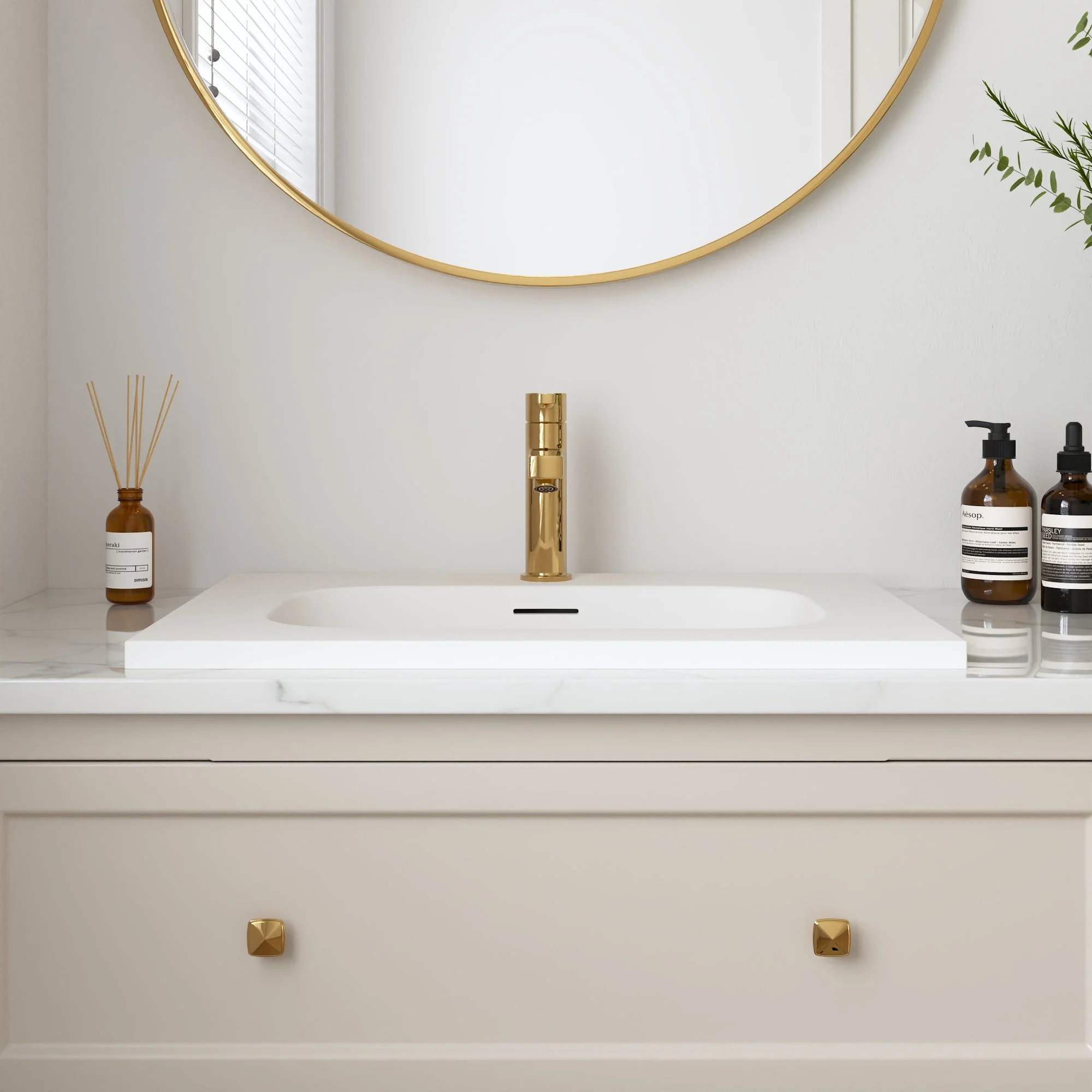 23 5/8" x 18 1/8" White Rectangular Acrylic Drop-in Bathroom Sink with Overflow and 35mm Faucet Hole - Image 10