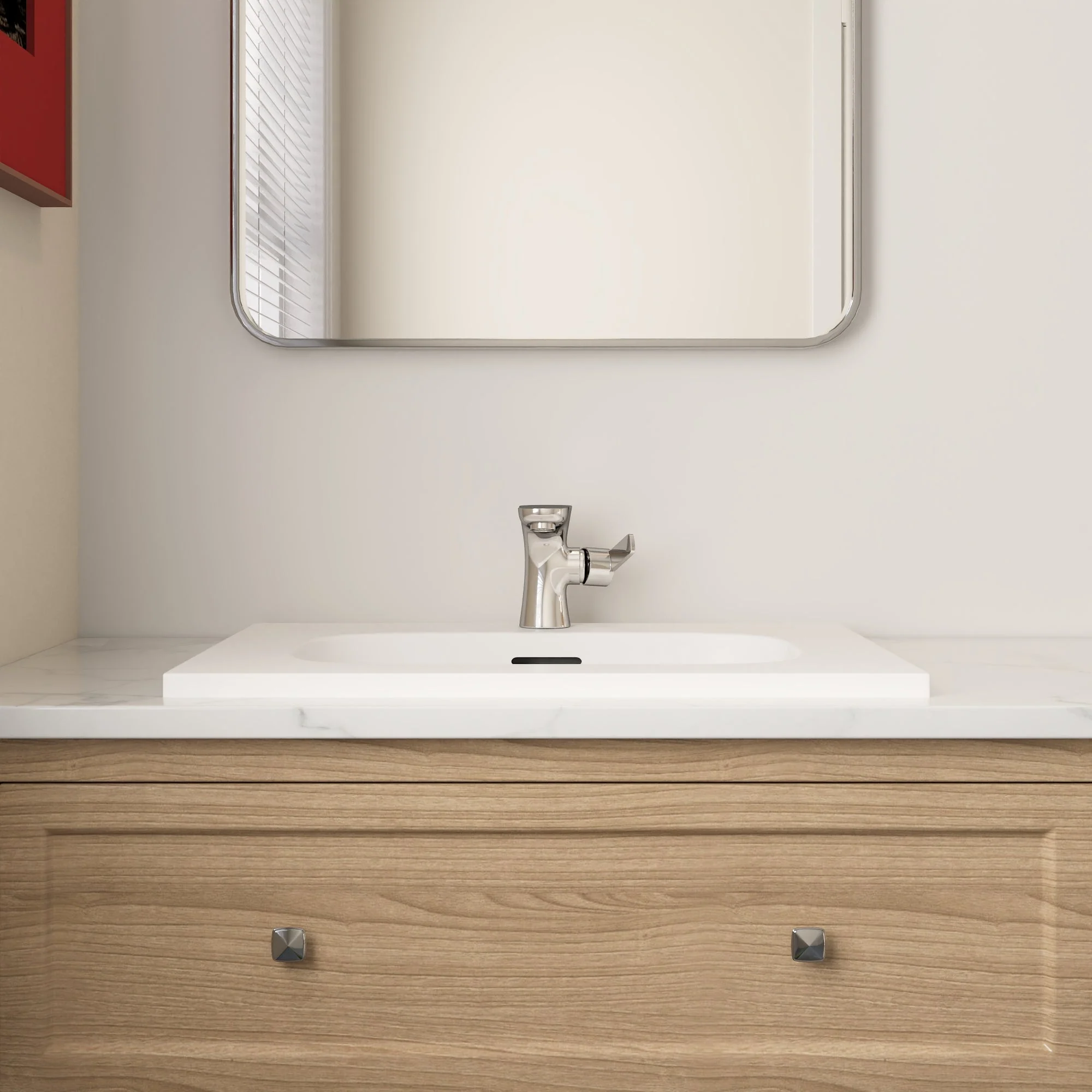 23 5/8" x 18 1/8" White Rectangular Acrylic Drop-in Bathroom Sink with Overflow and 35mm Faucet Hole - Image 13