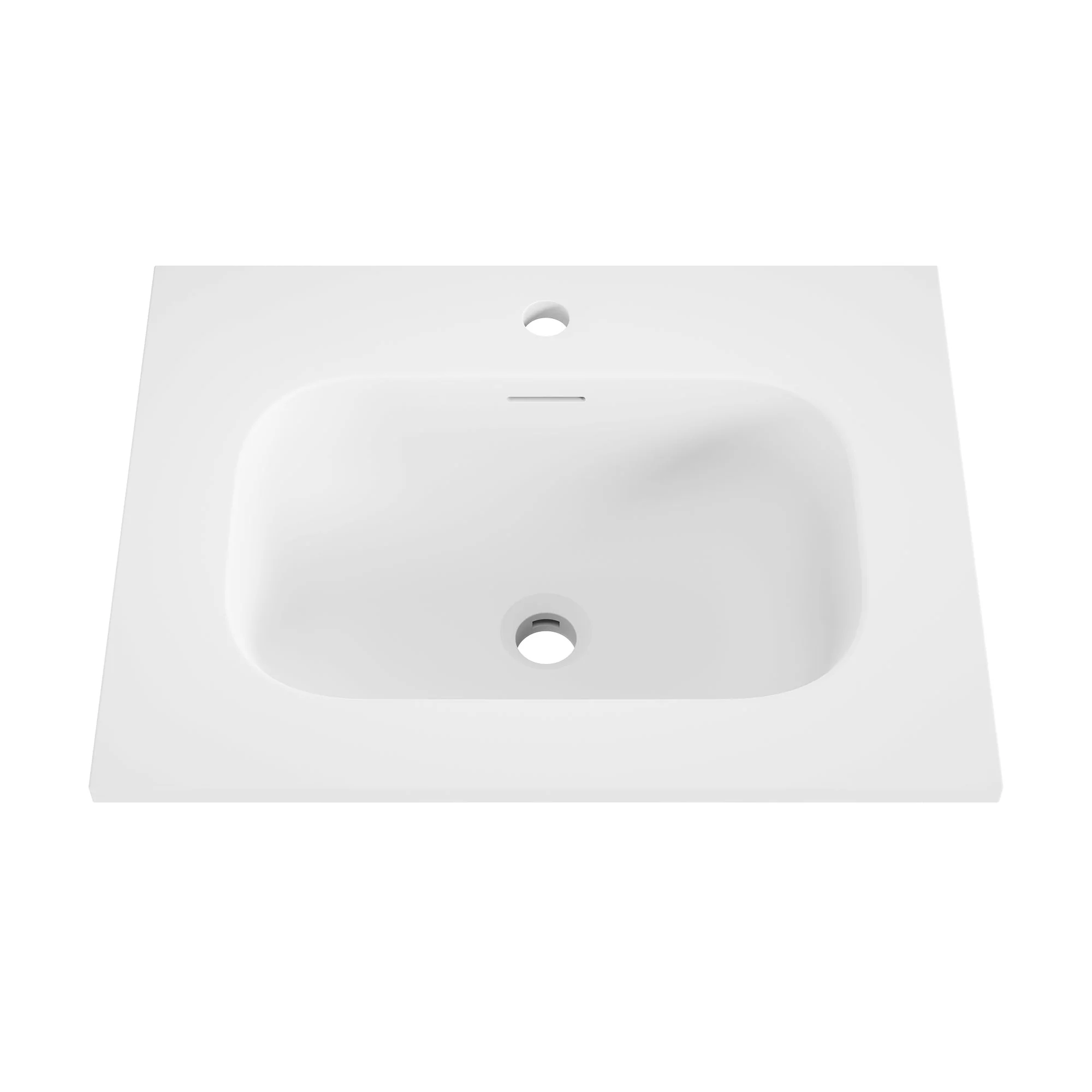 23 5/8" x 18 1/8" White Rectangular Acrylic Drop-in Bathroom Sink with Overflow and 35mm Faucet Hole - Image 4