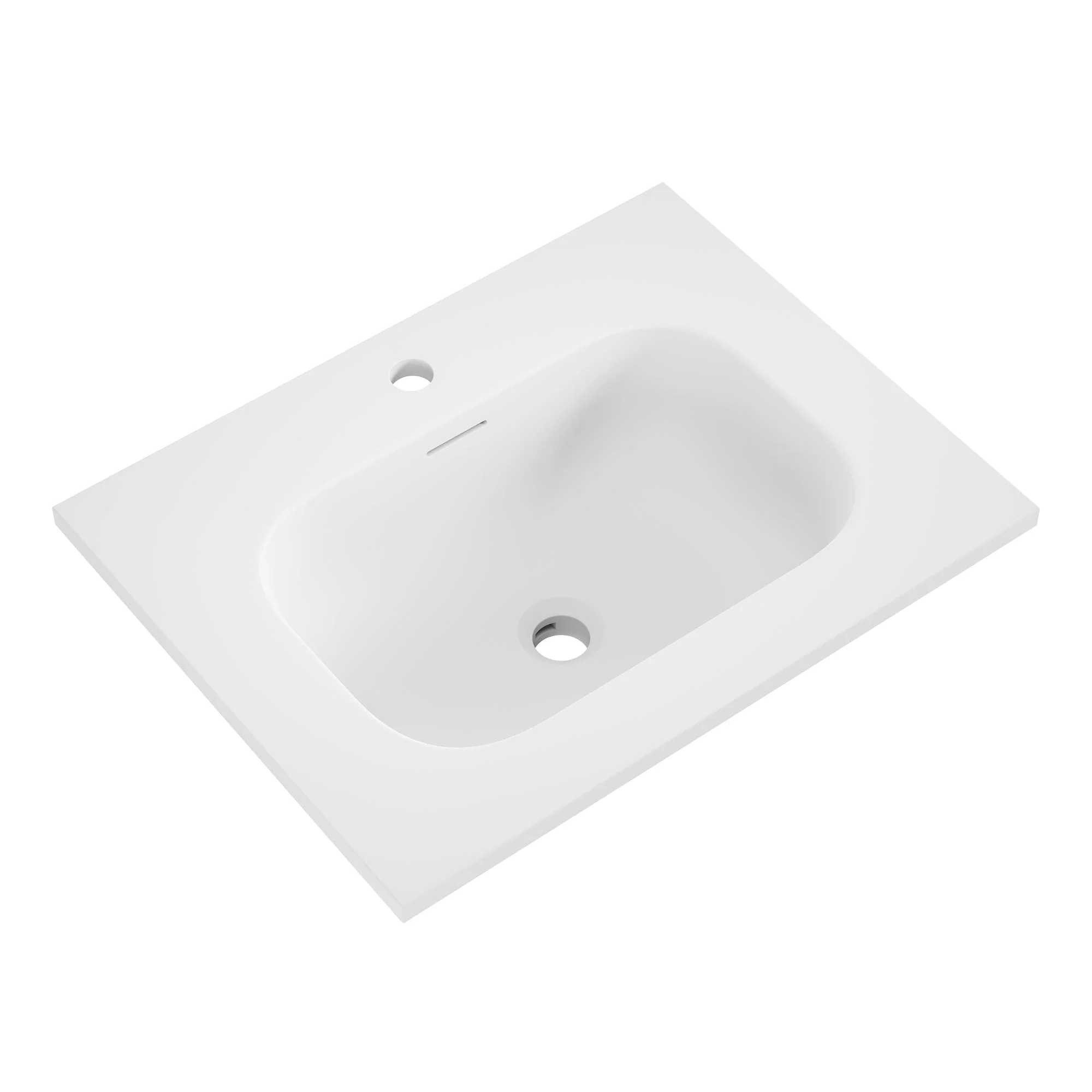 23 5/8" x 18 1/8" White Rectangular Acrylic Drop-in Bathroom Sink with Overflow and 35mm Faucet Hole - Image 7