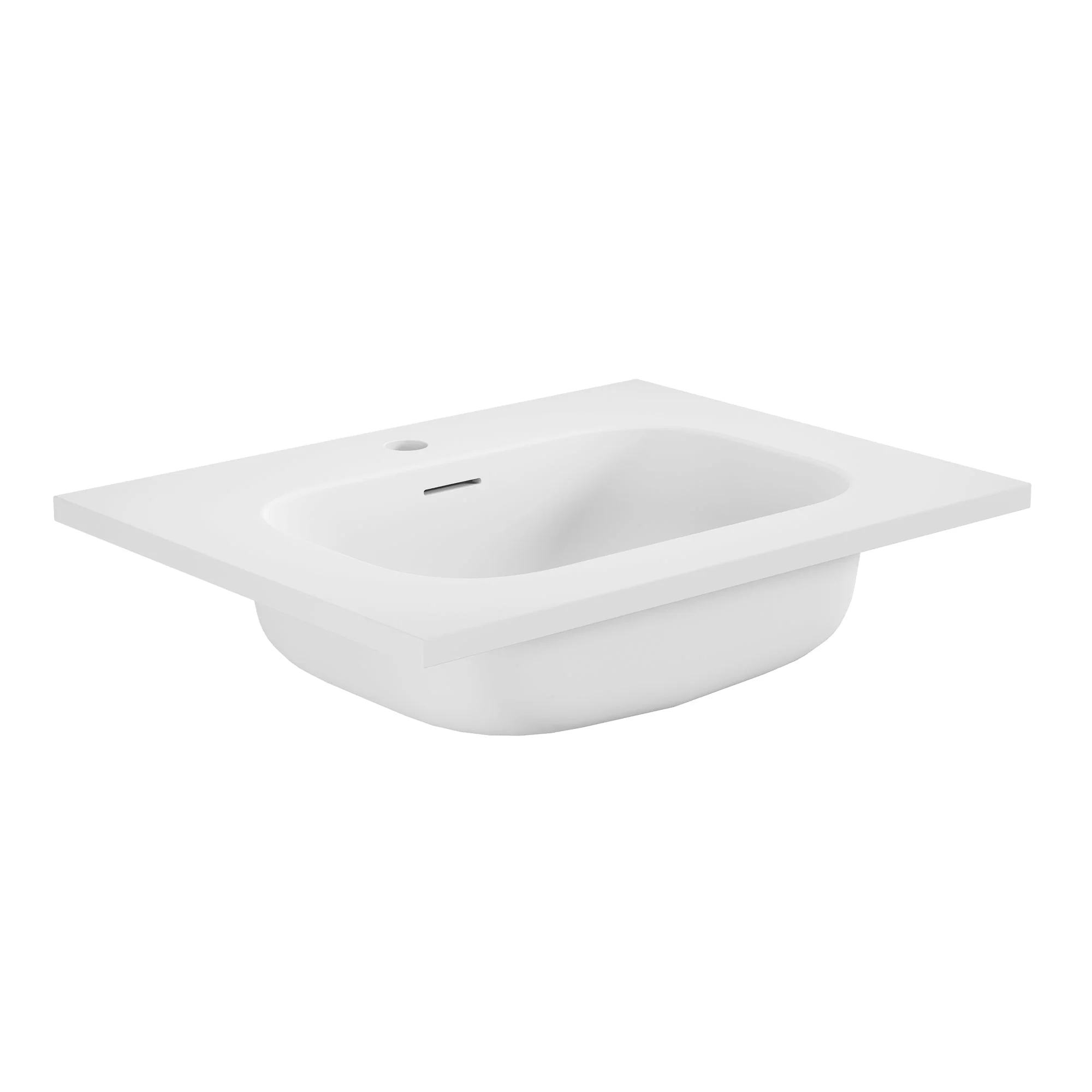 23 5/8" x 18 1/8" White Rectangular Acrylic Drop-in Bathroom Sink with Overflow and 35mm Faucet Hole - Image 8