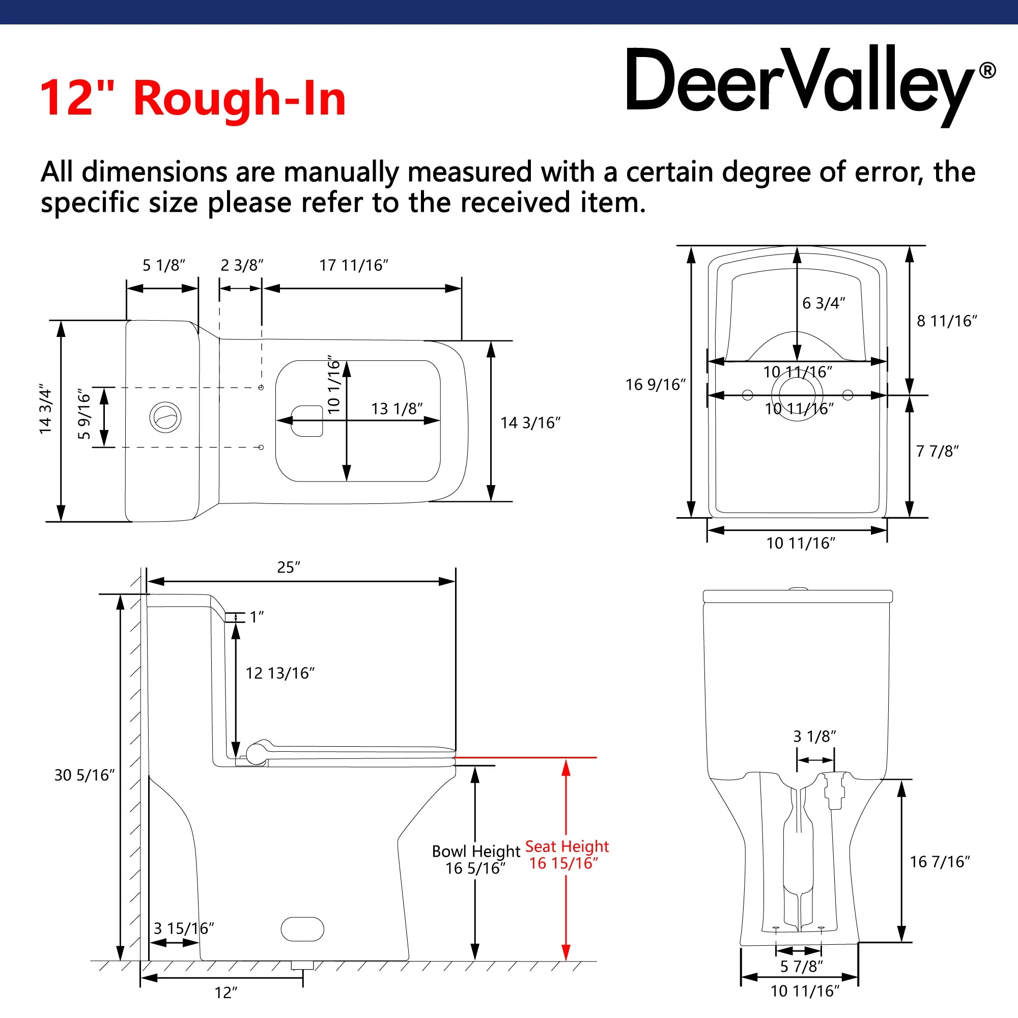 DeerValley DV-1F0072 One-piece Toilets Rectangular Bowl Wide Seat Soft Close - Image 6
