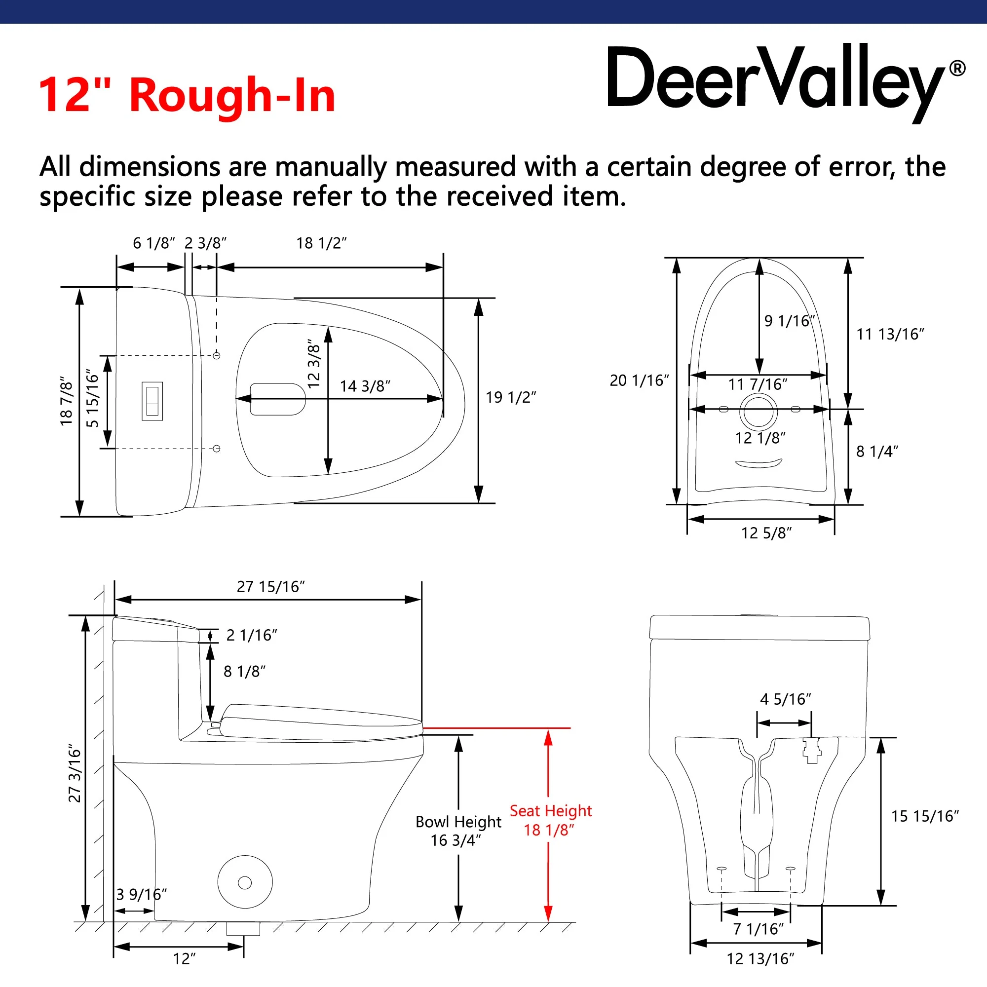 DeerValley DV-1F0075 One-piece Toilets ADA Height Dual Flush 1.1/1.6 GPF - Image 5