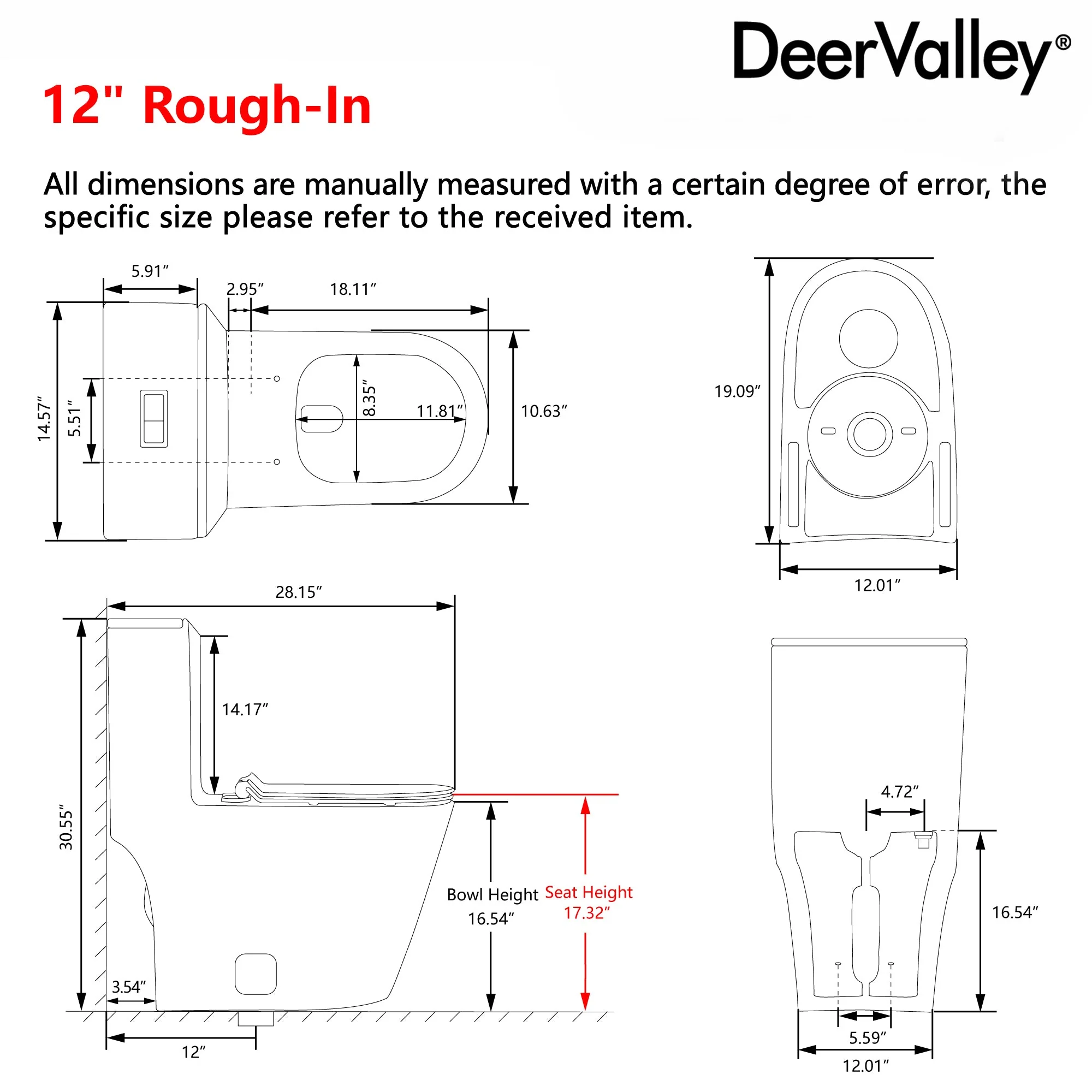 One-Piece Elongated Toilet, 1.19/0.85 GPF Dual-Flush - Image 8