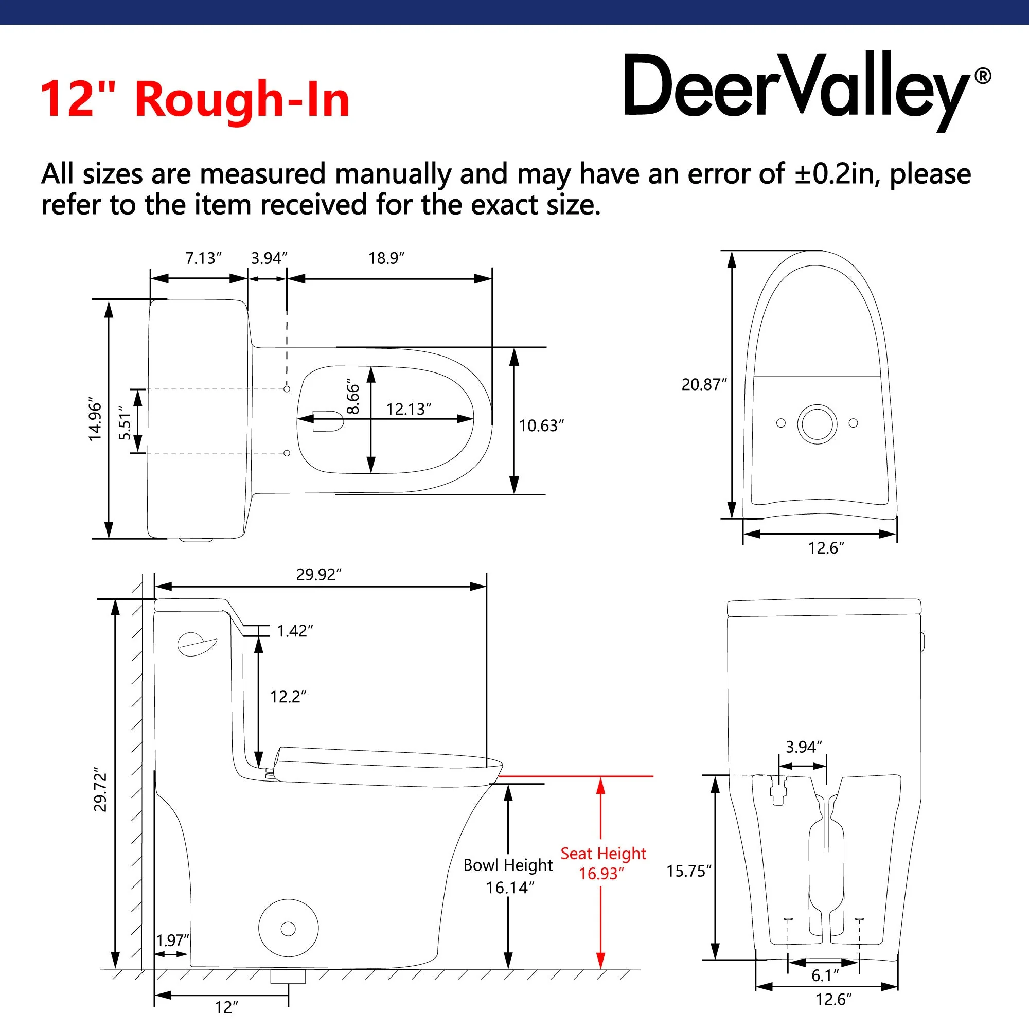 DeerValley DV-1F0230 One-Piece Elongated Toilet, Dual-Flush Glazed Surface with Multiple Types - Image 17