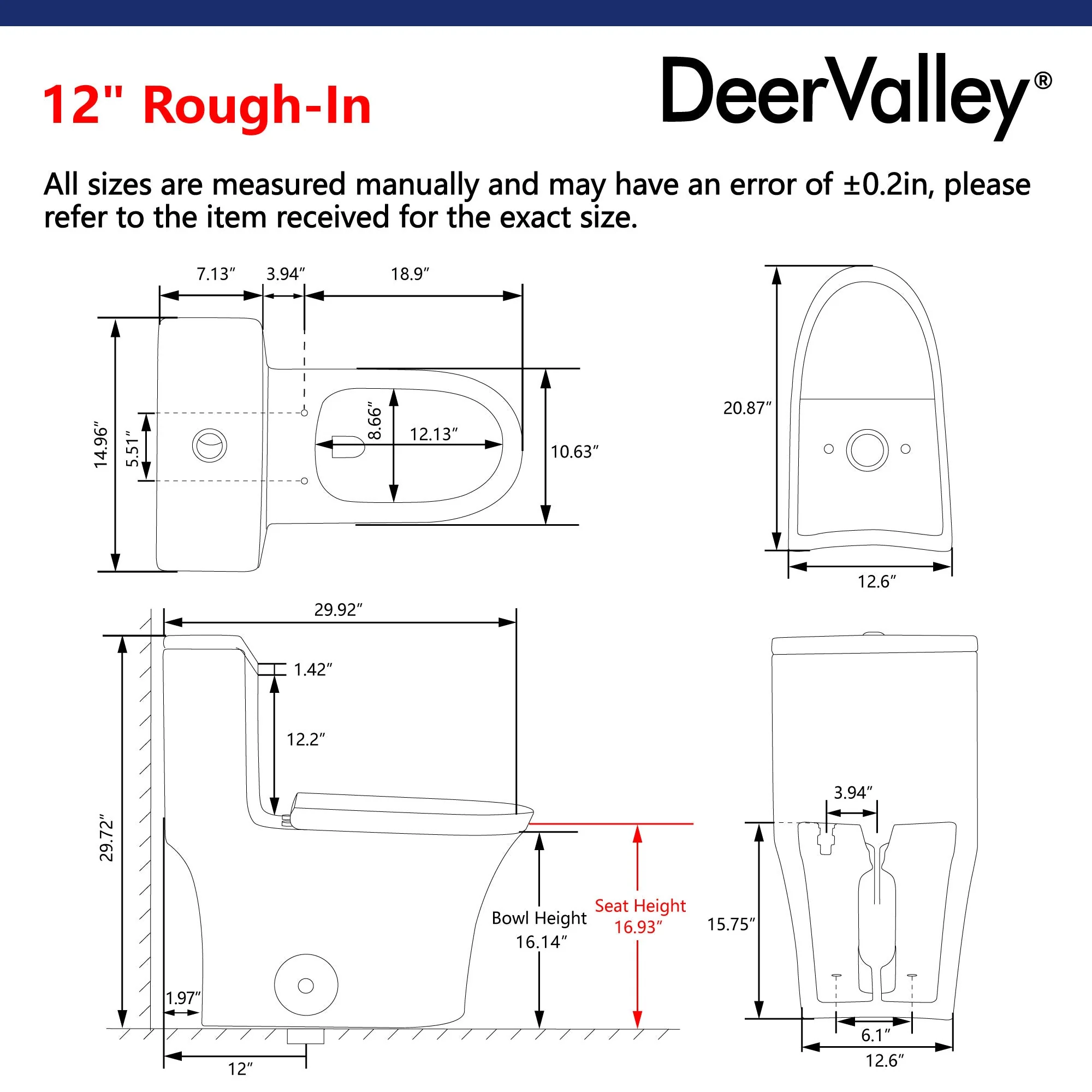 DeerValley DV-1F0230 One-Piece Elongated Toilet, Dual-Flush Glazed Surface with Multiple Types - Image 4