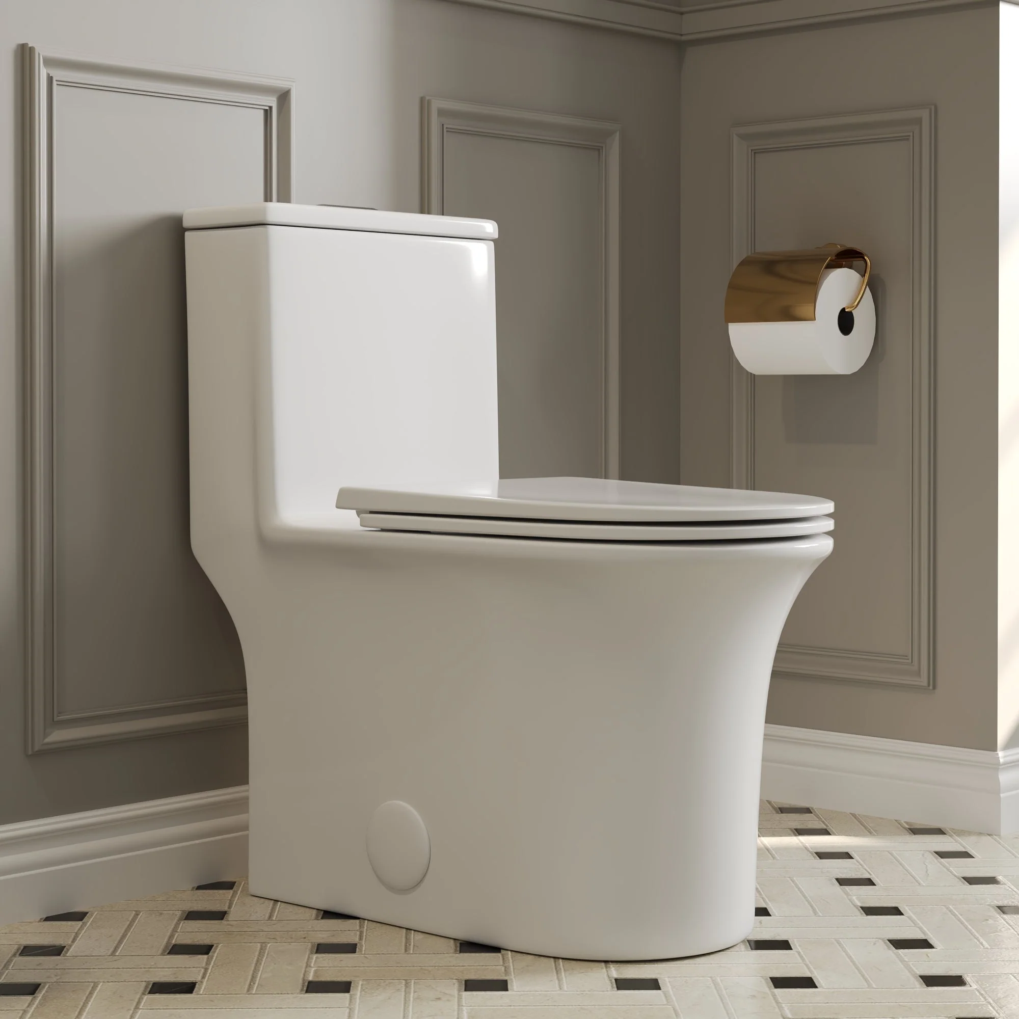 CONCORD One Piece Toilet, Dual Flush 1.1/1.6 GPF Toilet with Comfortable Seat Height - Image 4