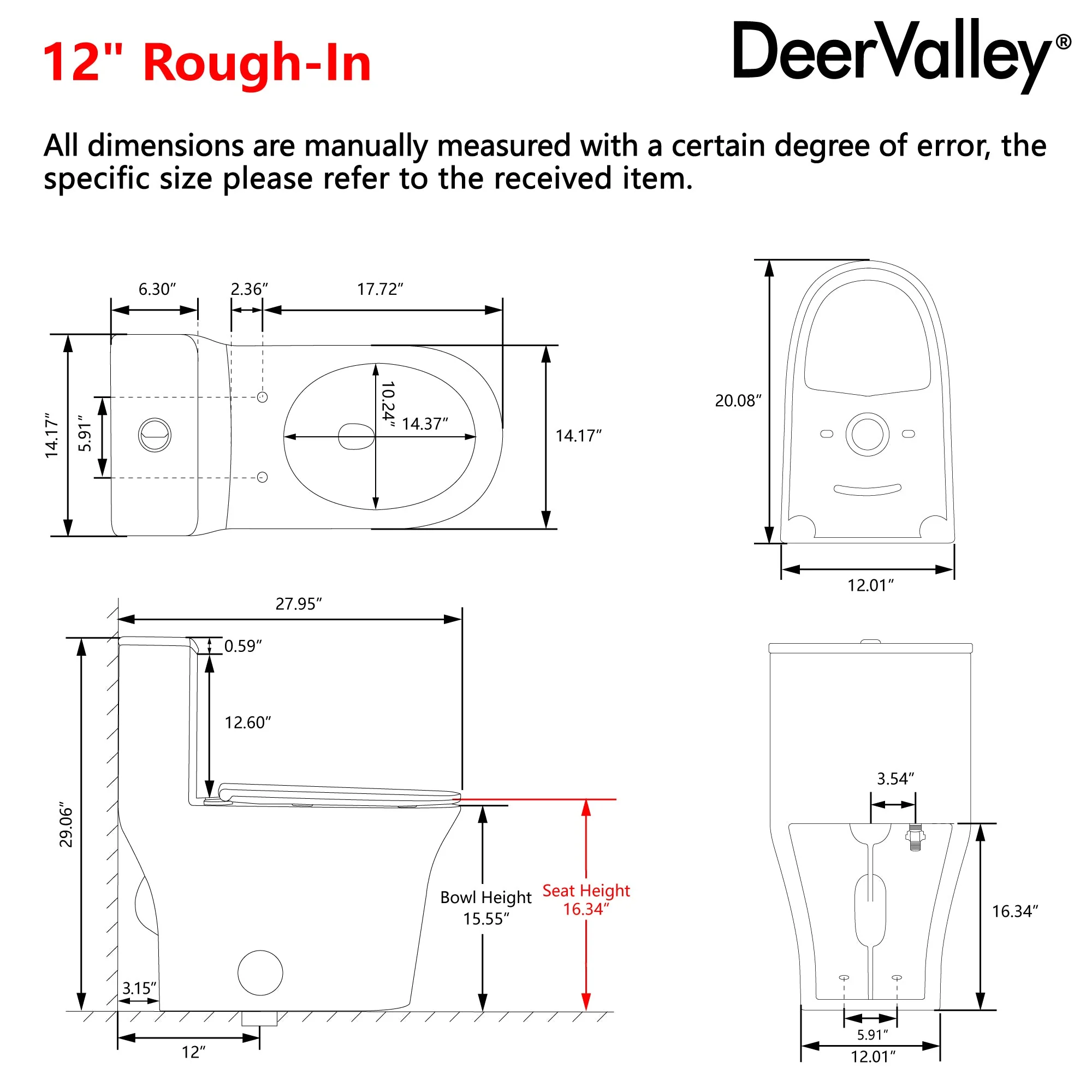 DeerValley DV-1F0248 One-piece Toilets Space-Saving Skirted Seamless Clean - Image 5