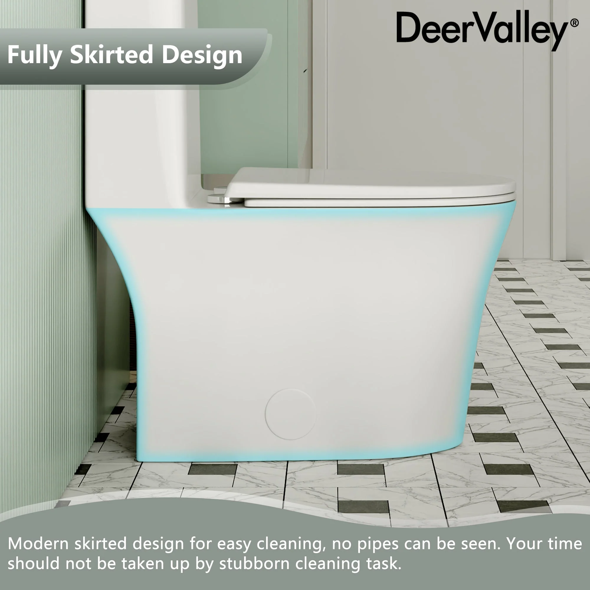DeerValley DV-1F0248 One-piece Toilets Space-Saving Skirted Seamless Clean - Image 9