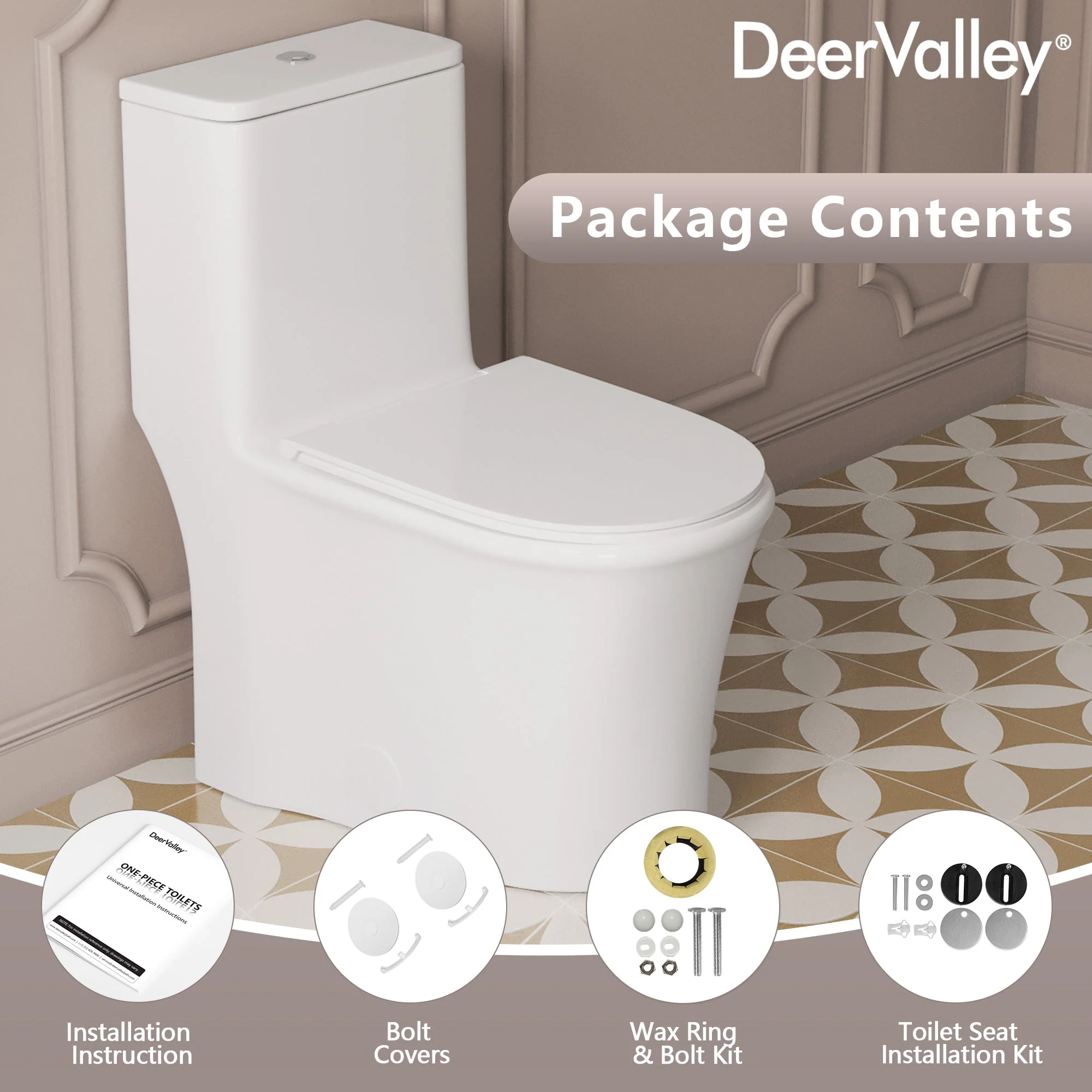 DeerValley DV-1F0249 One Piece Toilet Dual Flush Soft Close Skirted Easy Clean - Image 11