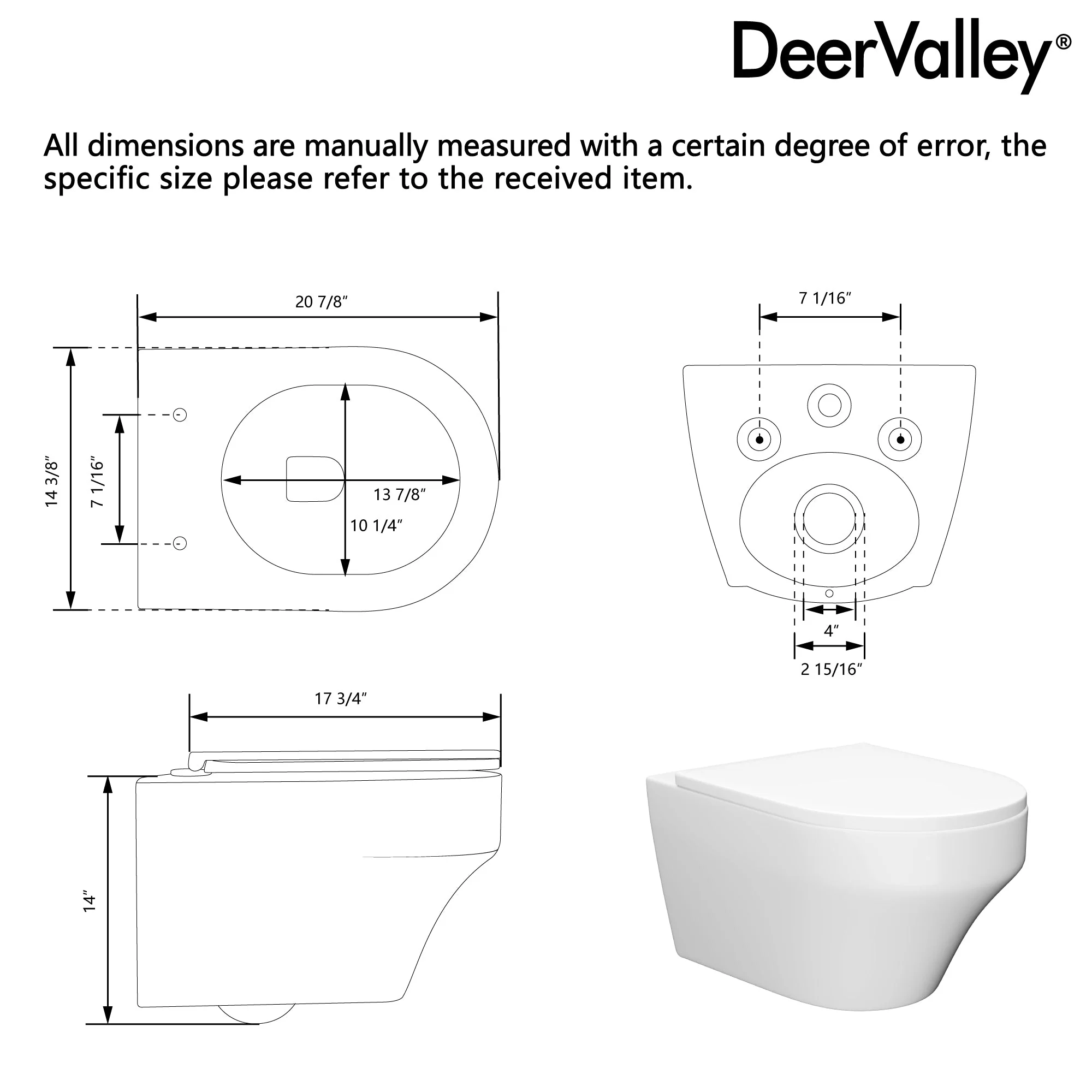 2-Piece Toilet Elongated Dual-Flush Wall Mounted Toilet  (Seat Included) - DV-1F00292-CF/DV-1F0292 - Image 11