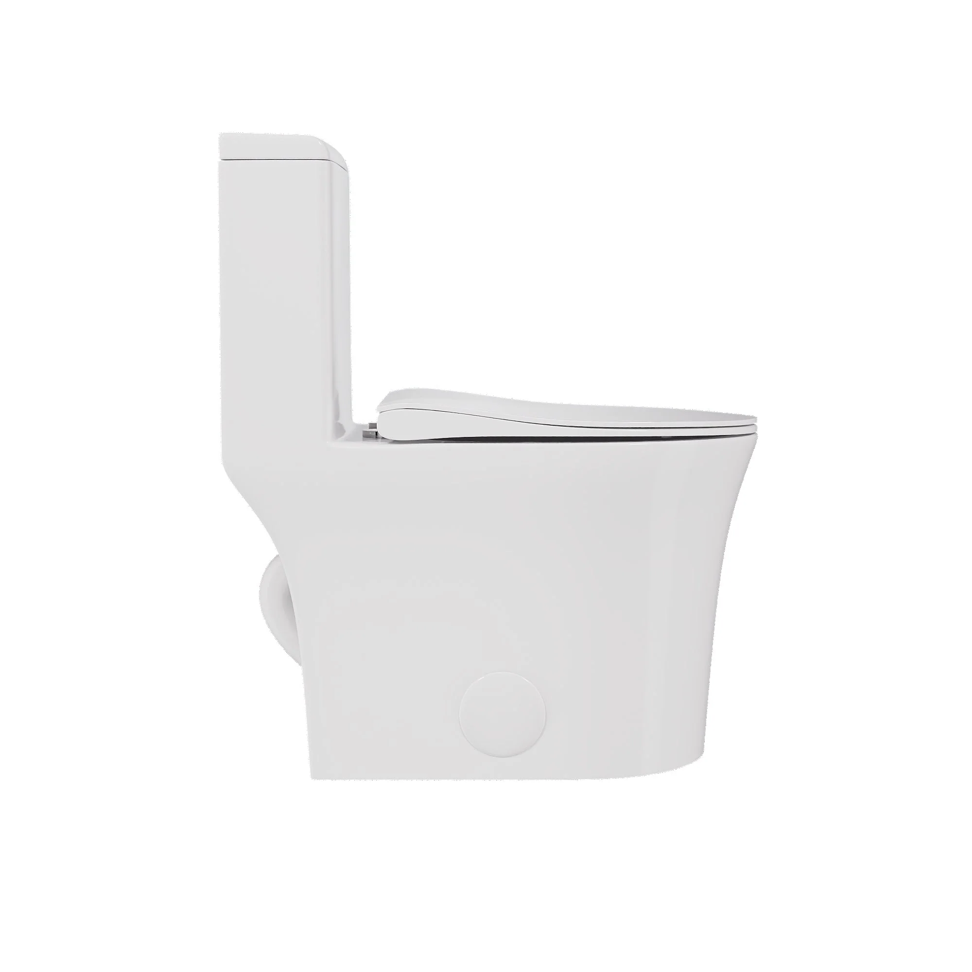 DeerValley Compact One-Piece Toilet for Small Bathrooms, Rimless Bowl Modern Elongated Toilet with Powerful Dual Flush, Soft-Close Seat, 12" Rough-In, High-Efficiency, Space-Saving & Quiet White Design, DV-1F0369 - Image 9