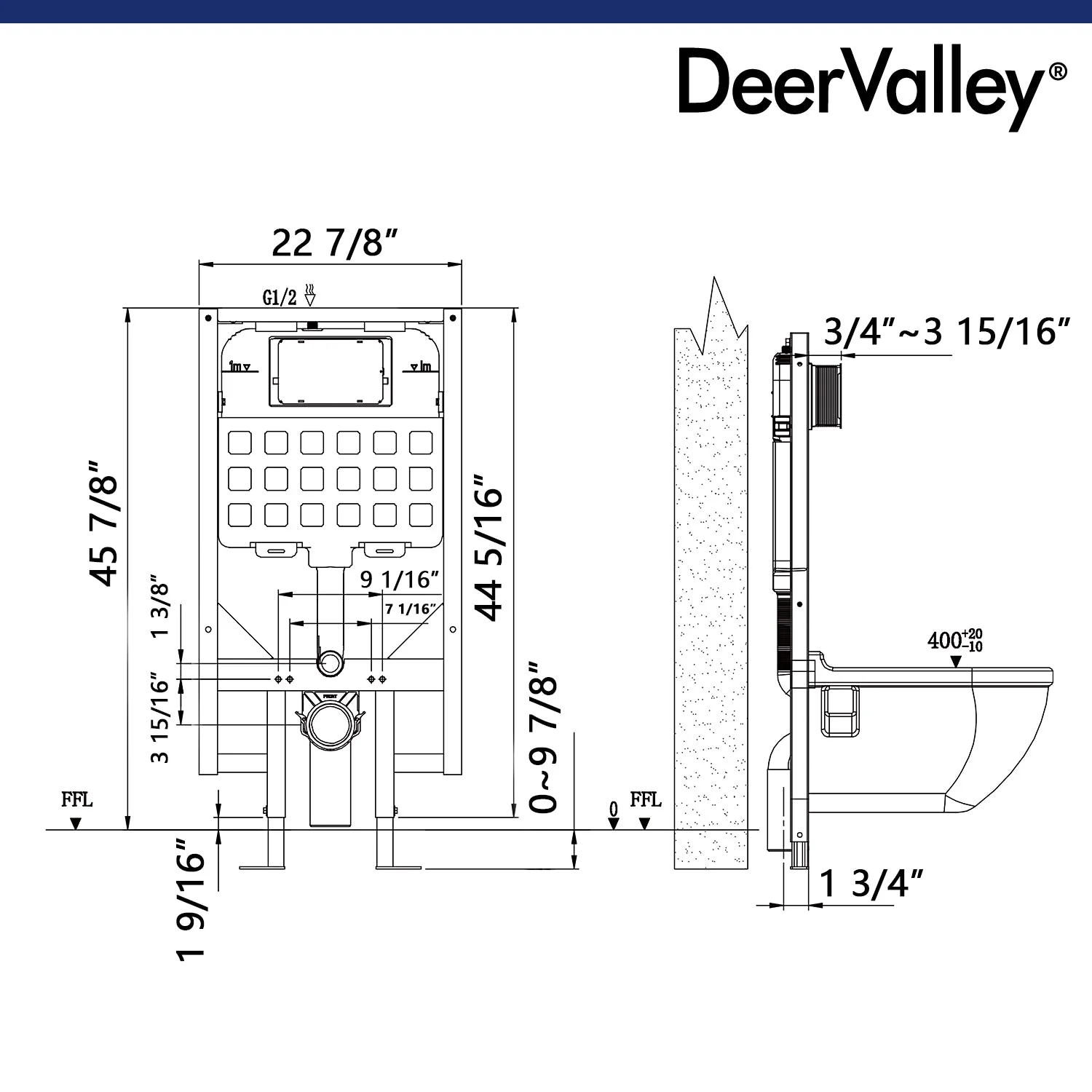 Wall-Hung Toilet with Concealed Tank Set, Rimless Dual Flush, 1.1/1.6 GPF - Image 8