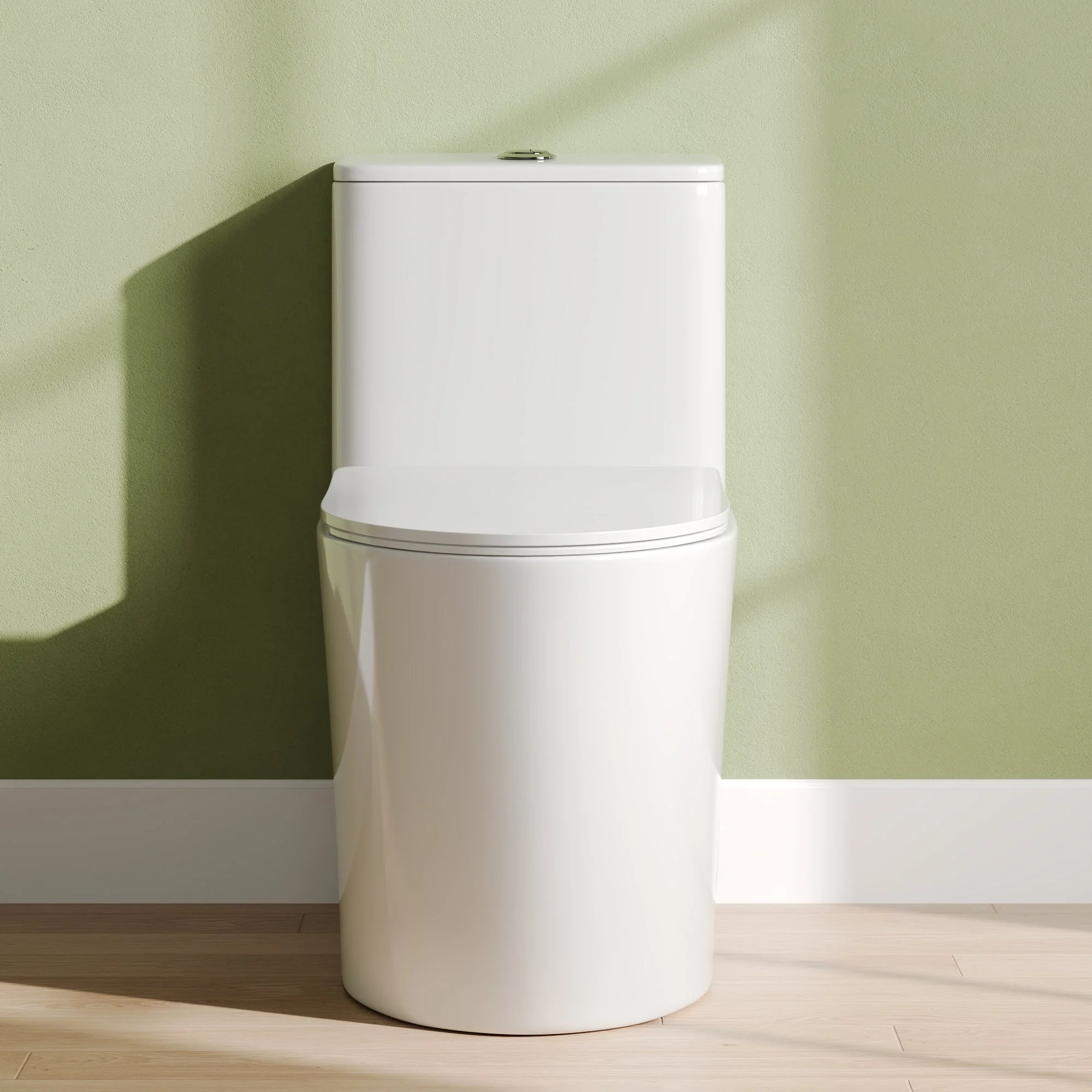 DeerValley DV-1F0385 Elongated One-Piece Toilet, 1.1/1.6 GPF Dual Flush, White Modern Skirted Toilet with Soft-Close Seat (Seat Included) - Image 5