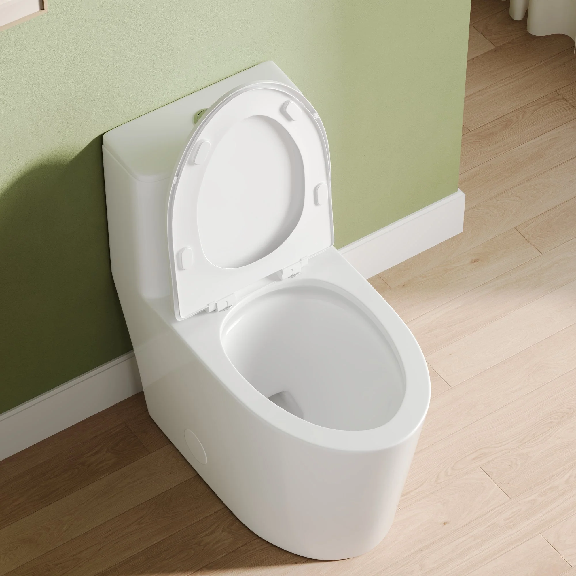 DeerValley DV-1F0385 Elongated One-Piece Toilet, 1.1/1.6 GPF Dual Flush, White Modern Skirted Toilet with Soft-Close Seat (Seat Included) - Image 6