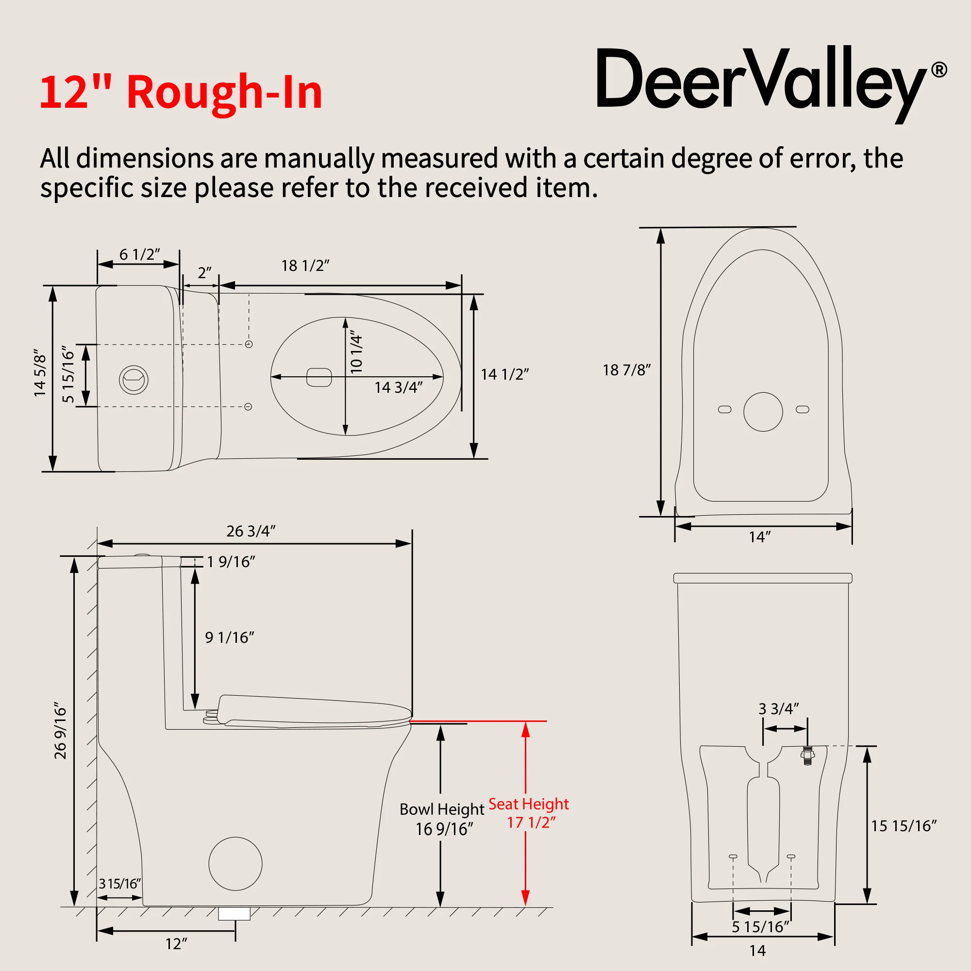 DeerValley DV-1F0437 One Piece Elongated Toilet – Dual Flush & Rimless, ADA Height, Seat Included - Image 6