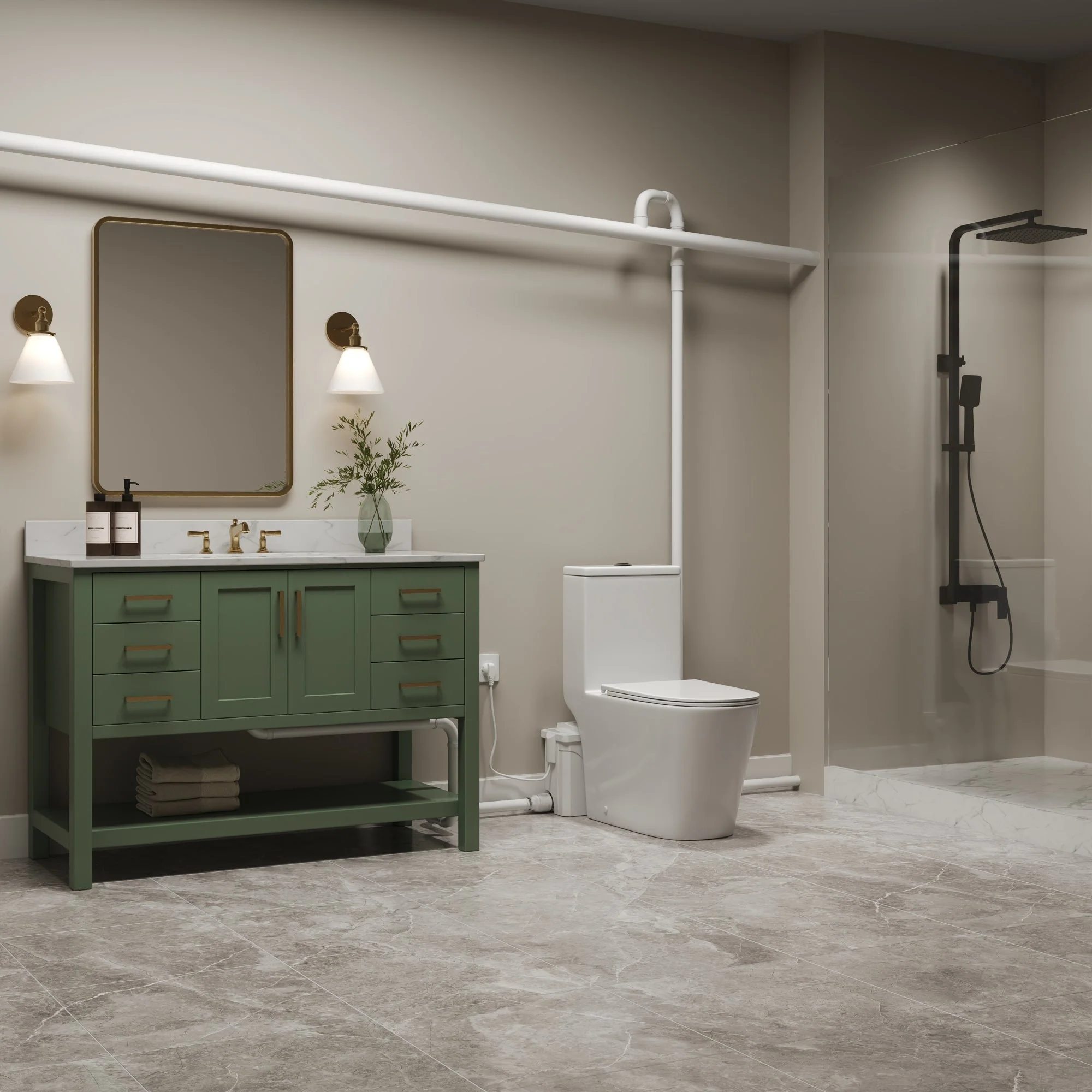 Macerating Toilet | 23ft Vertical Sewage Lift, 700W Stainless Steel Grinder, Dual Odor Control System, 1.06/1.59 GPF Dual Flush -DV-1F340ZH006 - Image 10
