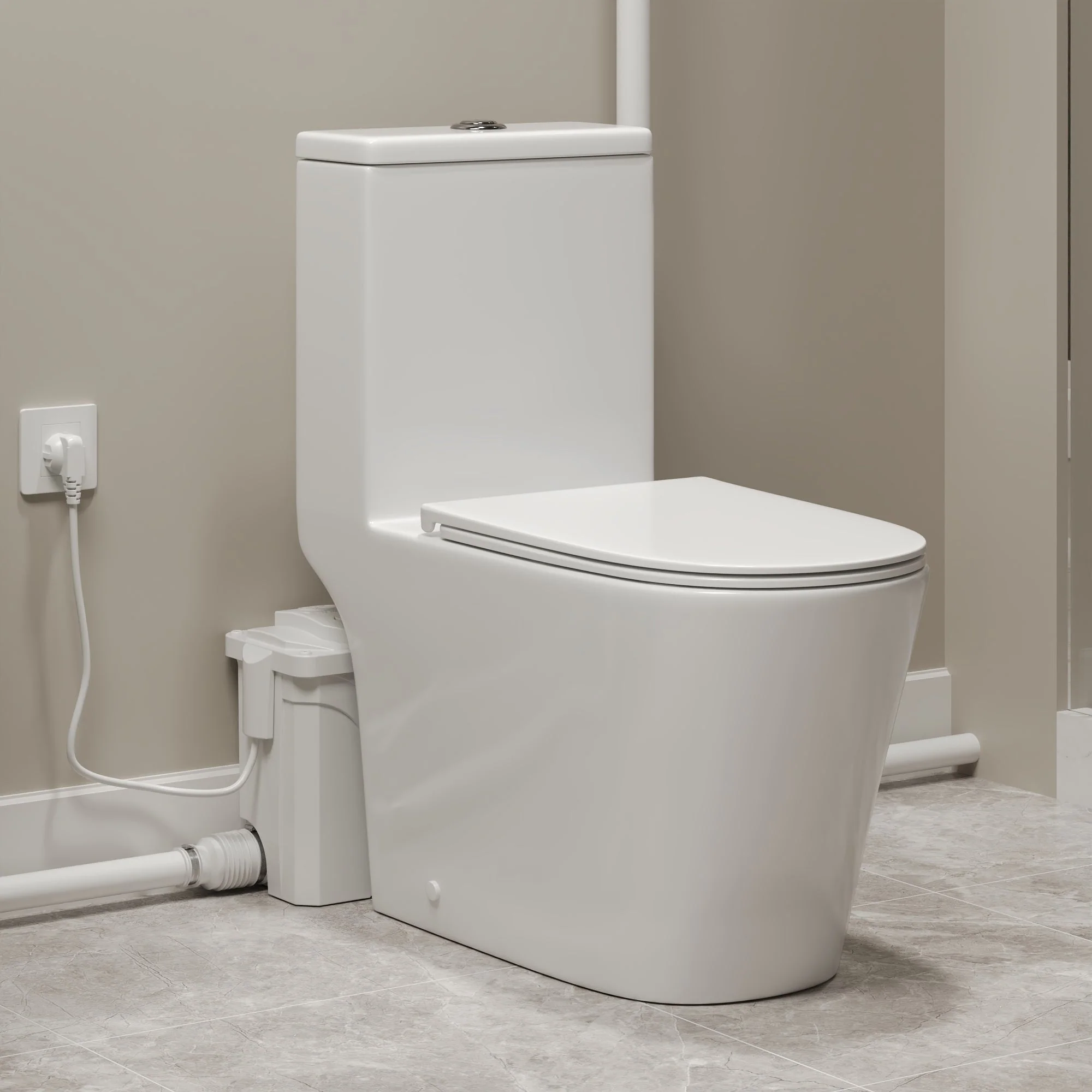 Macerating Toilet | 23ft Vertical Sewage Lift, 700W Stainless Steel Grinder, Dual Odor Control System, 1.06/1.59 GPF Dual Flush -DV-1F340ZH006 - Image 6