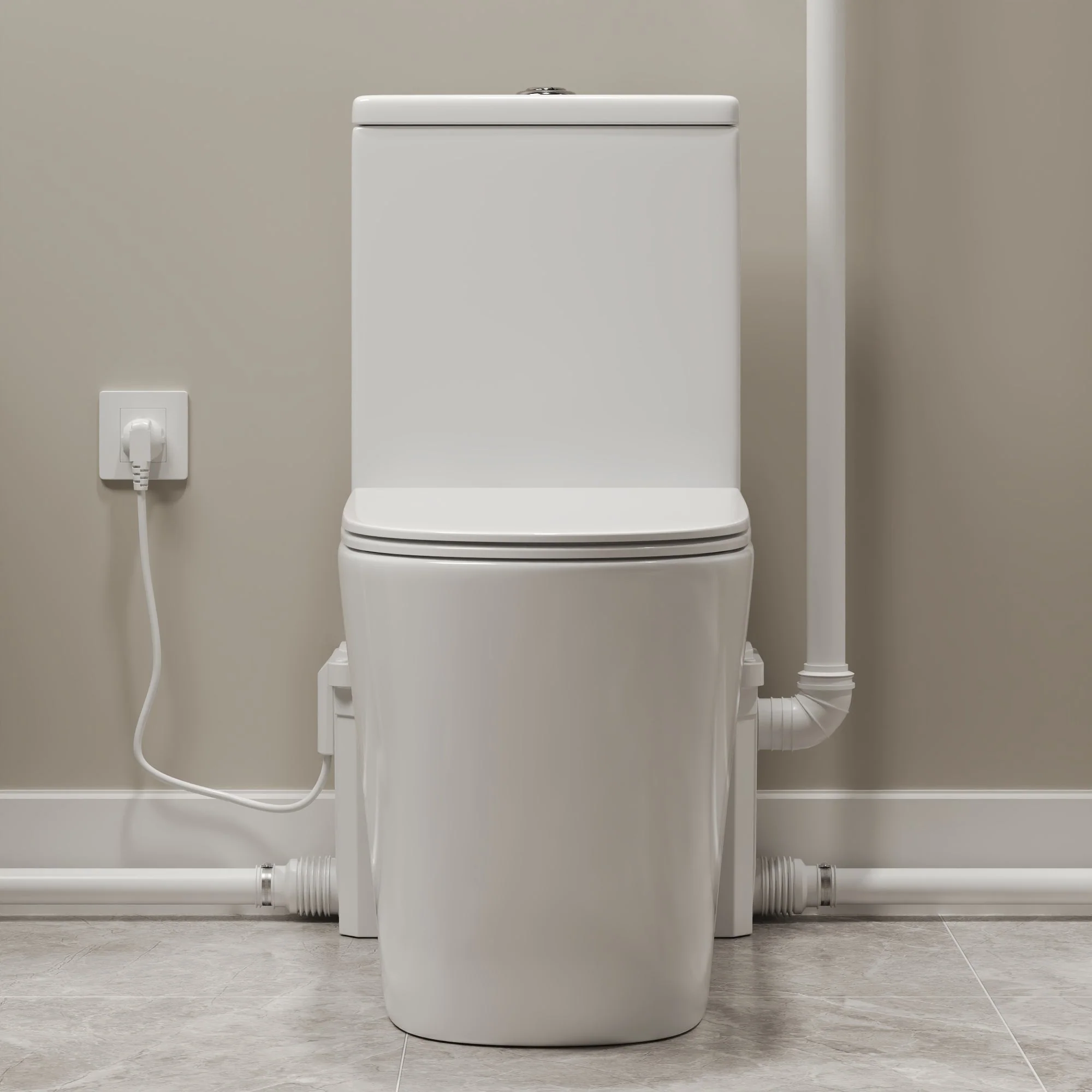 Macerating Toilet | 23ft Vertical Sewage Lift, 700W Stainless Steel Grinder, Dual Odor Control System, 1.06/1.59 GPF Dual Flush -DV-1F340ZH006 - Image 7