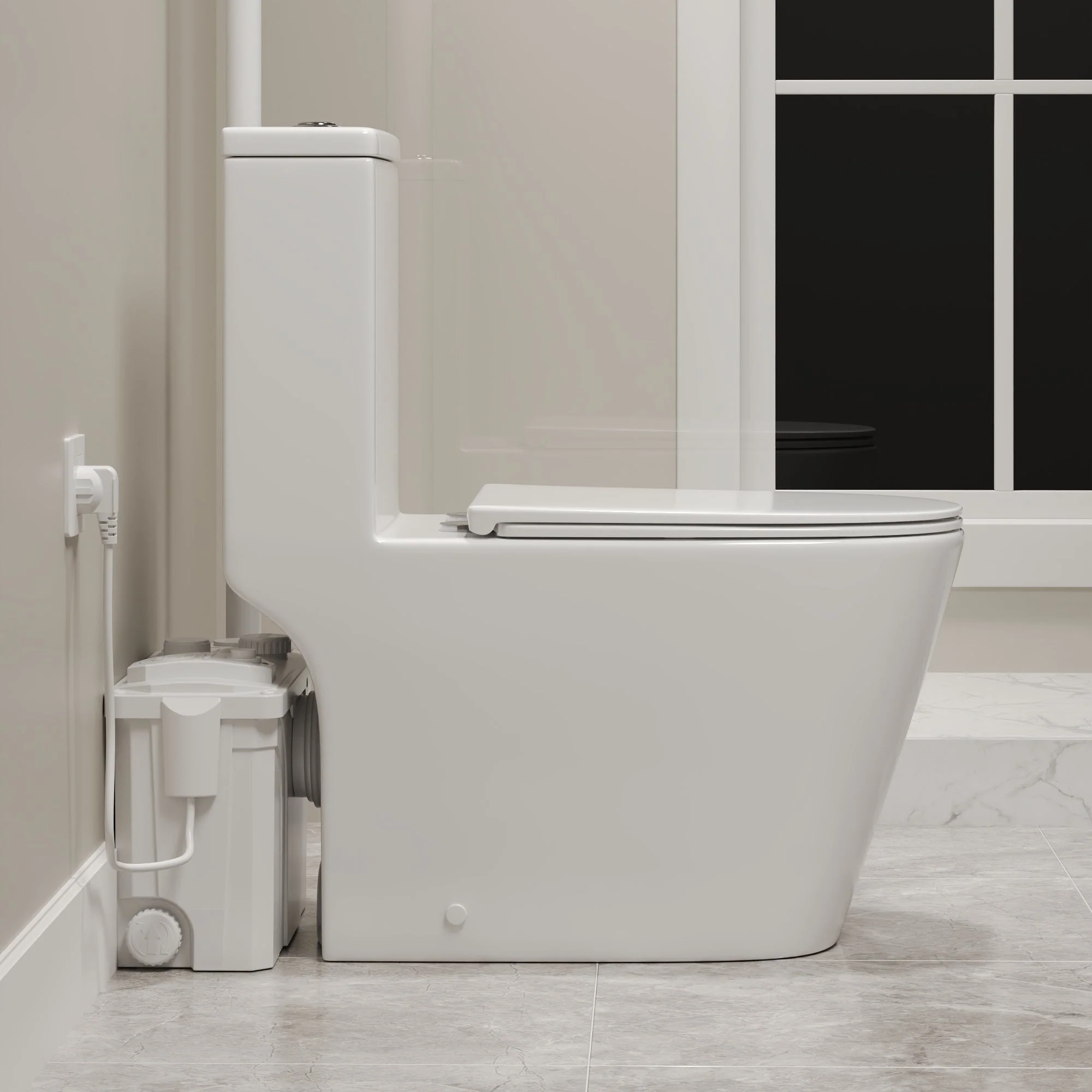 Macerating Toilet | 23ft Vertical Sewage Lift, 700W Stainless Steel Grinder, Dual Odor Control System, 1.06/1.59 GPF Dual Flush -DV-1F340ZH006 - Image 8