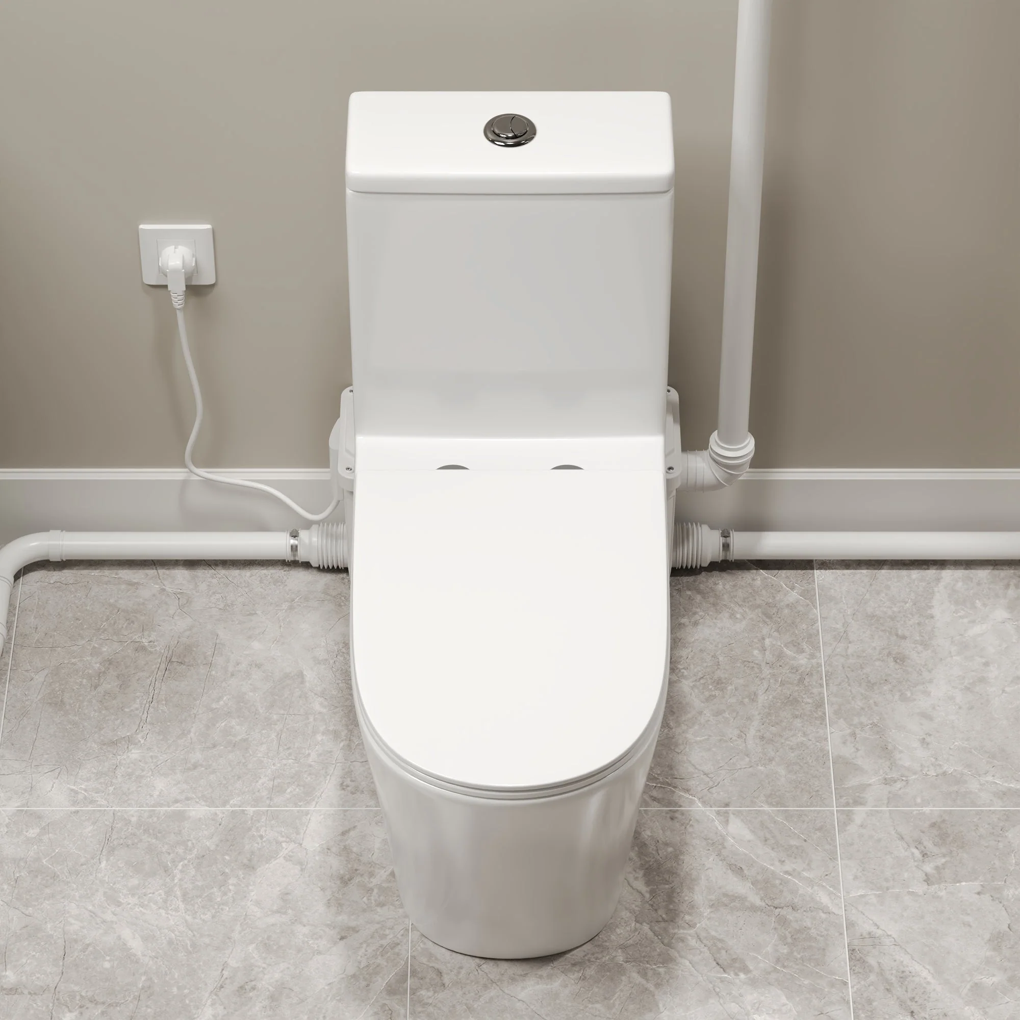 Macerating Toilet | 23ft Vertical Sewage Lift, 700W Stainless Steel Grinder, Dual Odor Control System, 1.06/1.59 GPF Dual Flush -DV-1F340ZH006 - Image 9