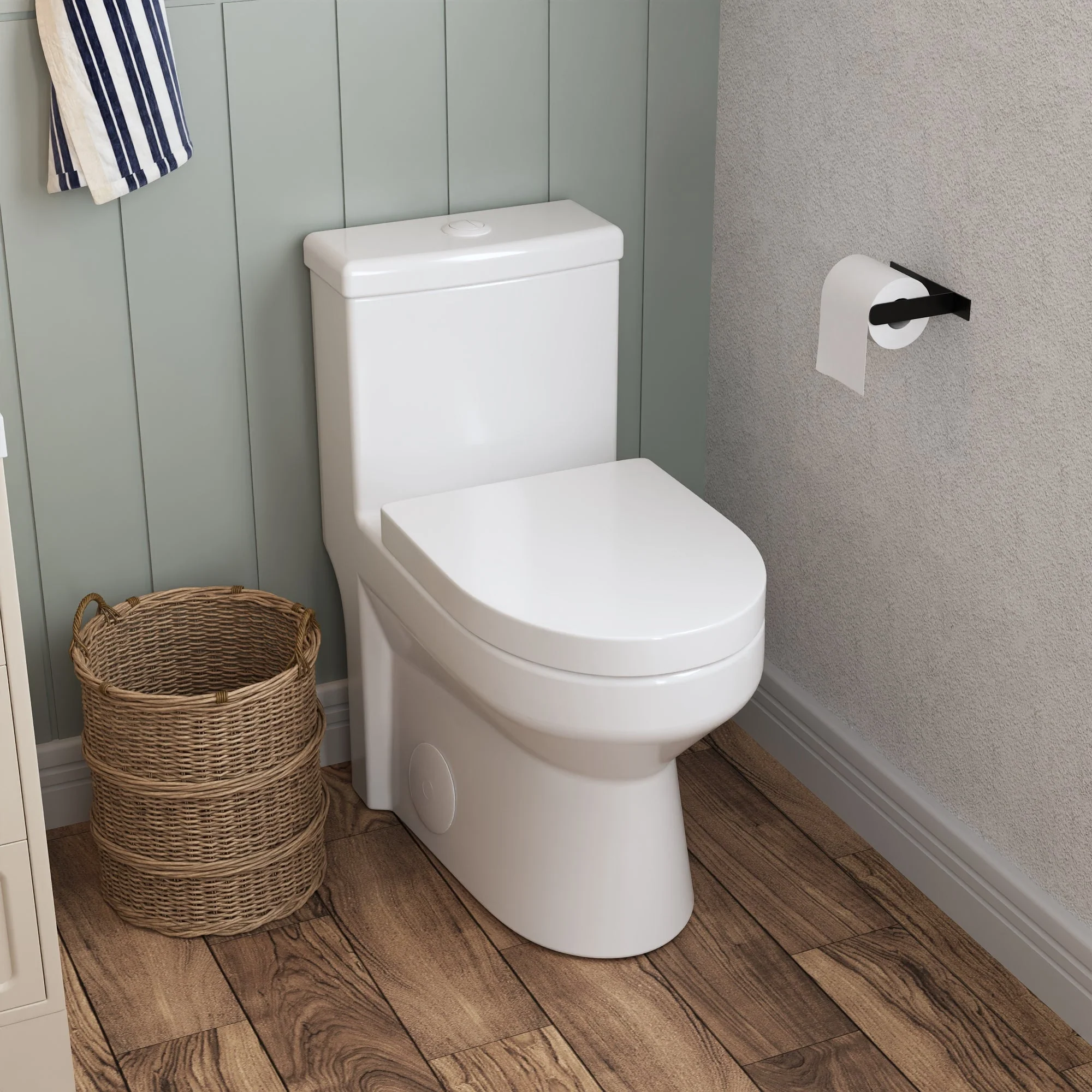 DeerValley Liberty Compact Toilets with Crisp White Button - High-Efficiency Round Toilet (Seat Included),DV-1F52812-G/W/B - Image 10