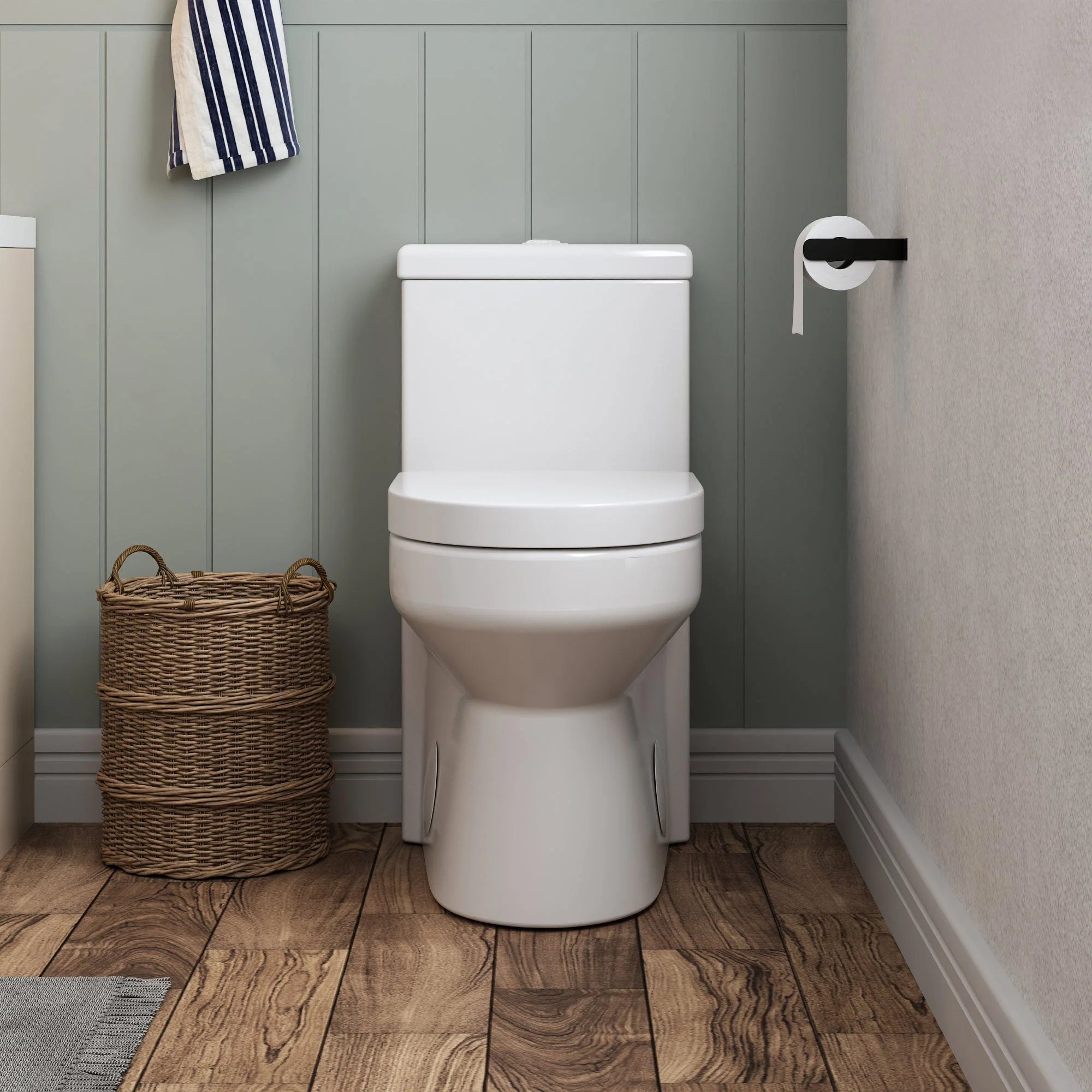 DeerValley Liberty Compact Toilets with Crisp White Button - High-Efficiency Round Toilet (Seat Included),DV-1F52812-G/W/B - Image 11