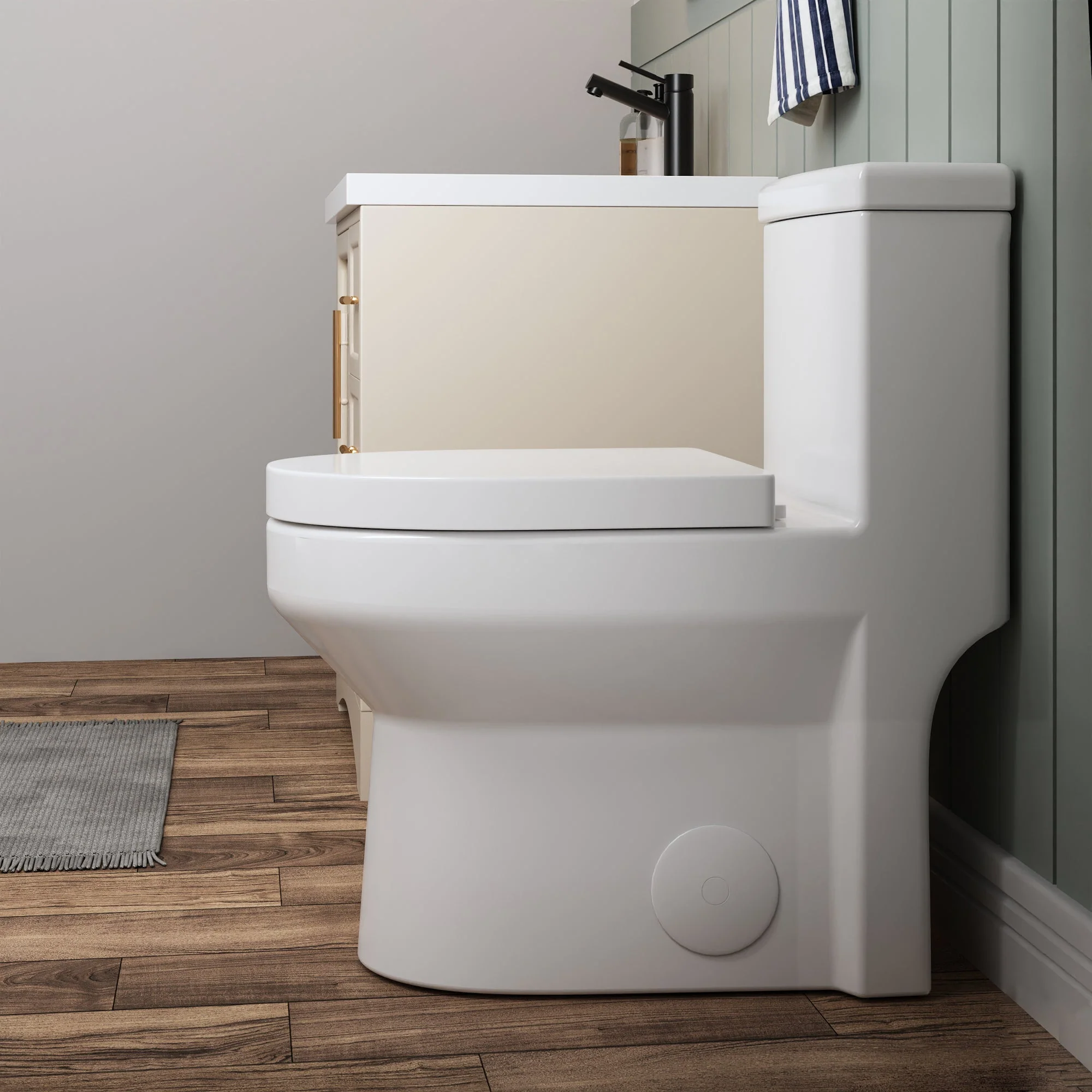 DeerValley Liberty Compact Toilets with Crisp White Button - High-Efficiency Round Toilet (Seat Included),DV-1F52812-G/W/B - Image 13