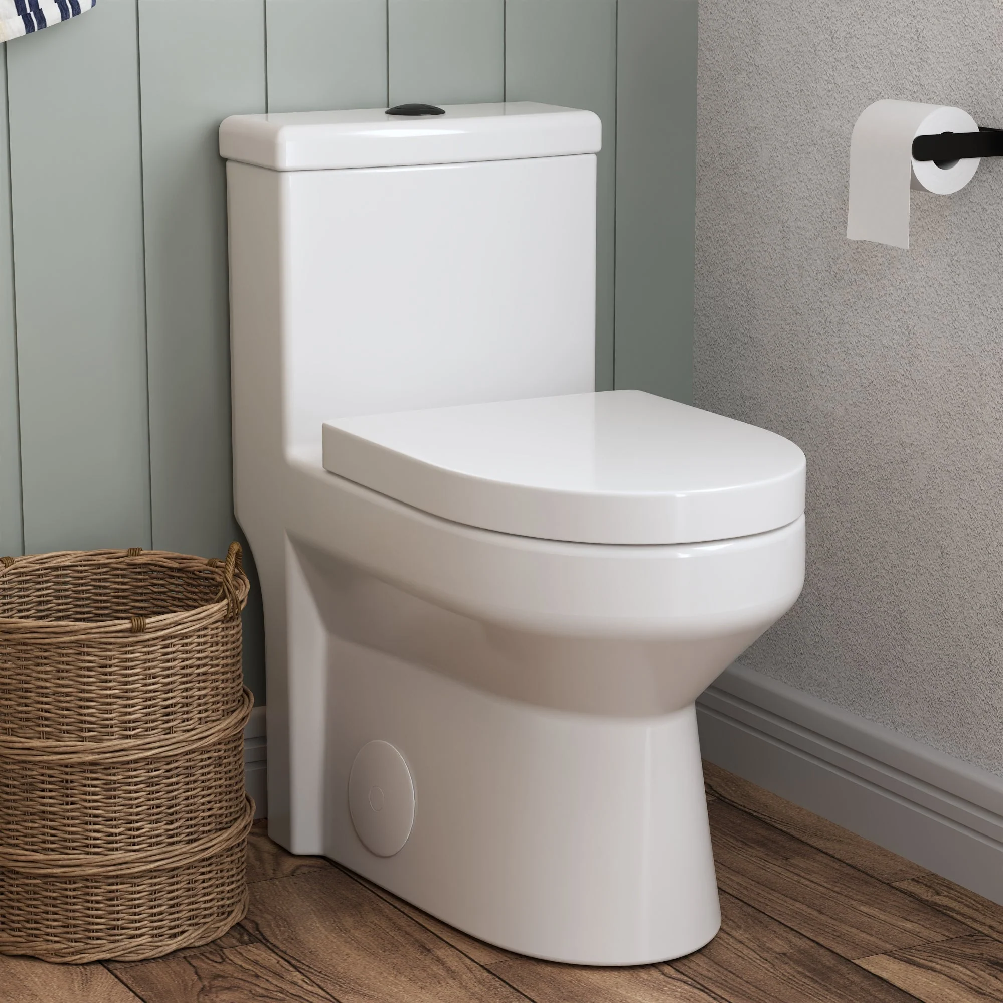 DeerValley Liberty Compact Toilets with Crisp White Button - High-Efficiency Round Toilet (Seat Included),DV-1F52812-G/W/B - Image 14