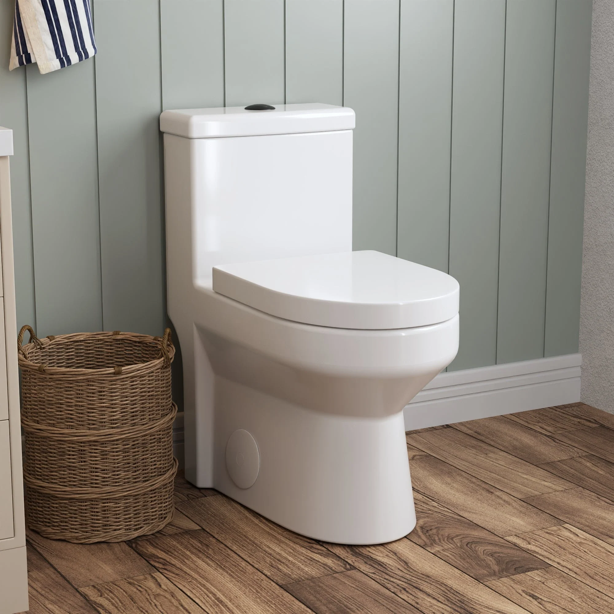 DeerValley Liberty Compact Toilets with Crisp White Button - High-Efficiency Round Toilet (Seat Included),DV-1F52812-G/W/B - Image 15