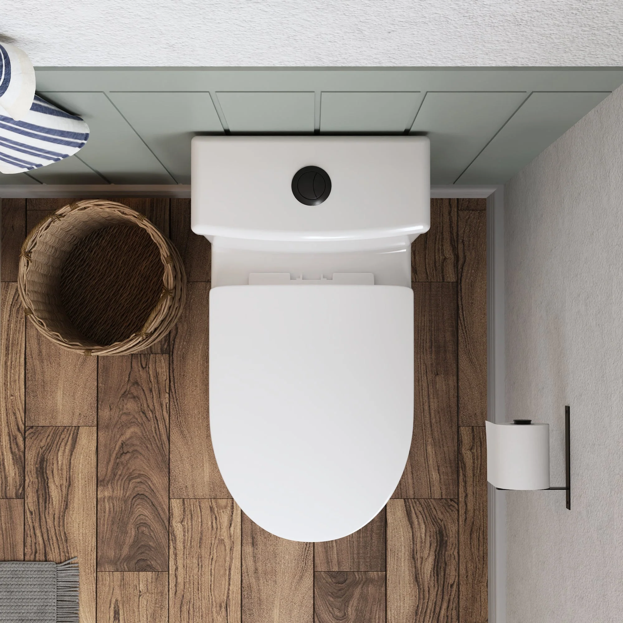 DeerValley Liberty Compact Toilets with Crisp White Button - High-Efficiency Round Toilet (Seat Included),DV-1F52812-G/W/B - Image 5