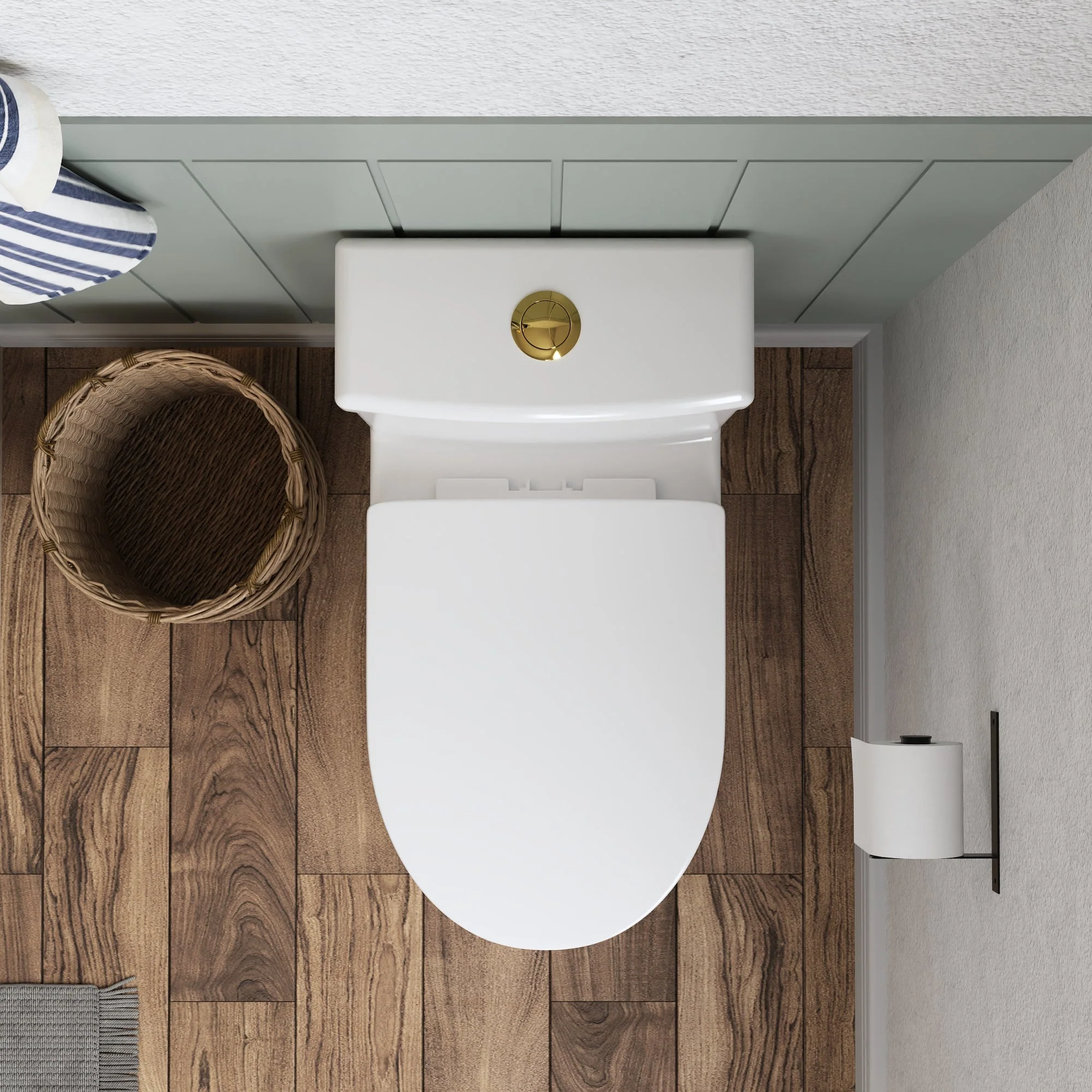 DeerValley Liberty Compact Toilets with Crisp White Button - High-Efficiency Round Toilet (Seat Included),DV-1F52812-G/W/B - Image 8