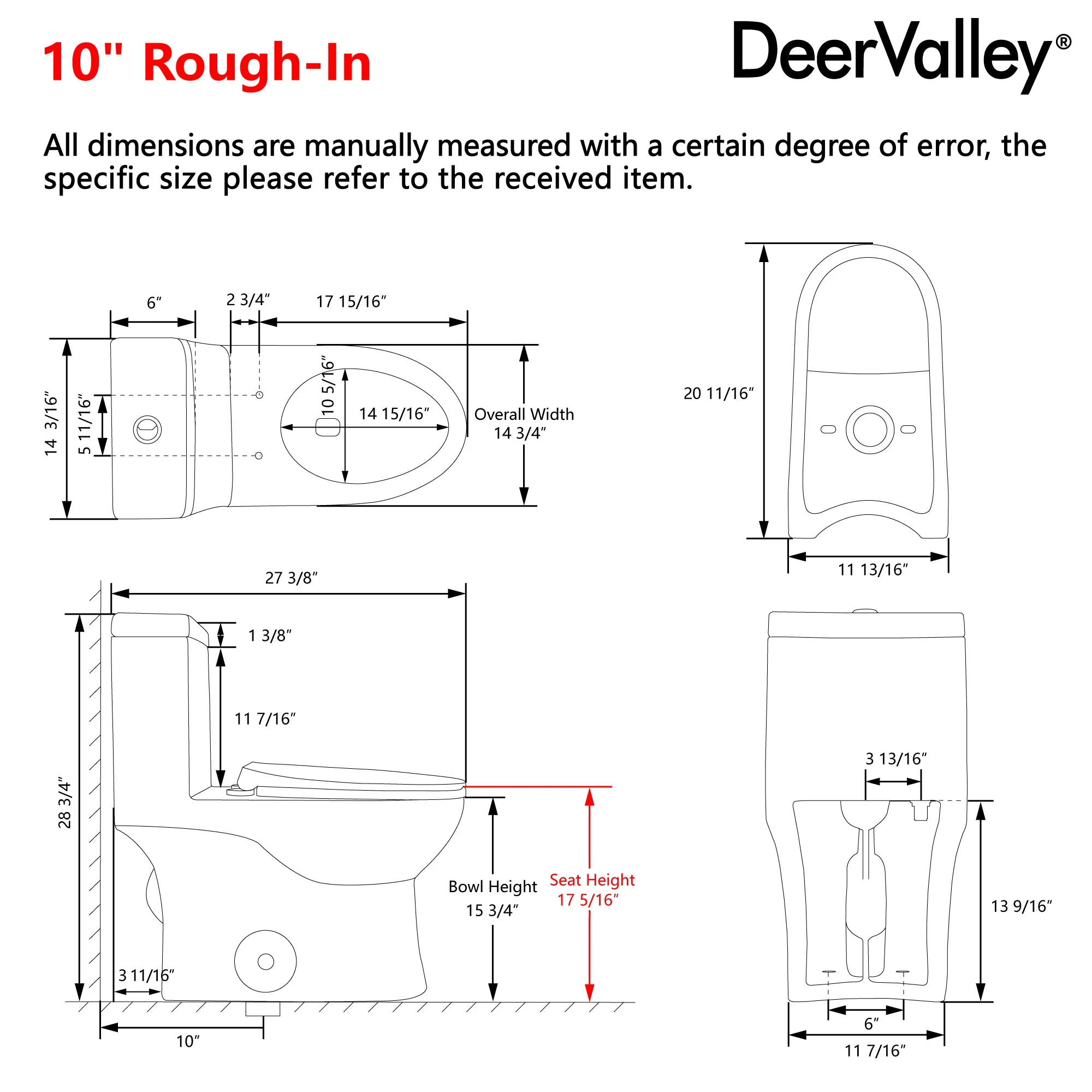 DeerValley DV-1F52816R One-piece Toilets Powerful Siphon Flush Deep Water Seal - Image 3