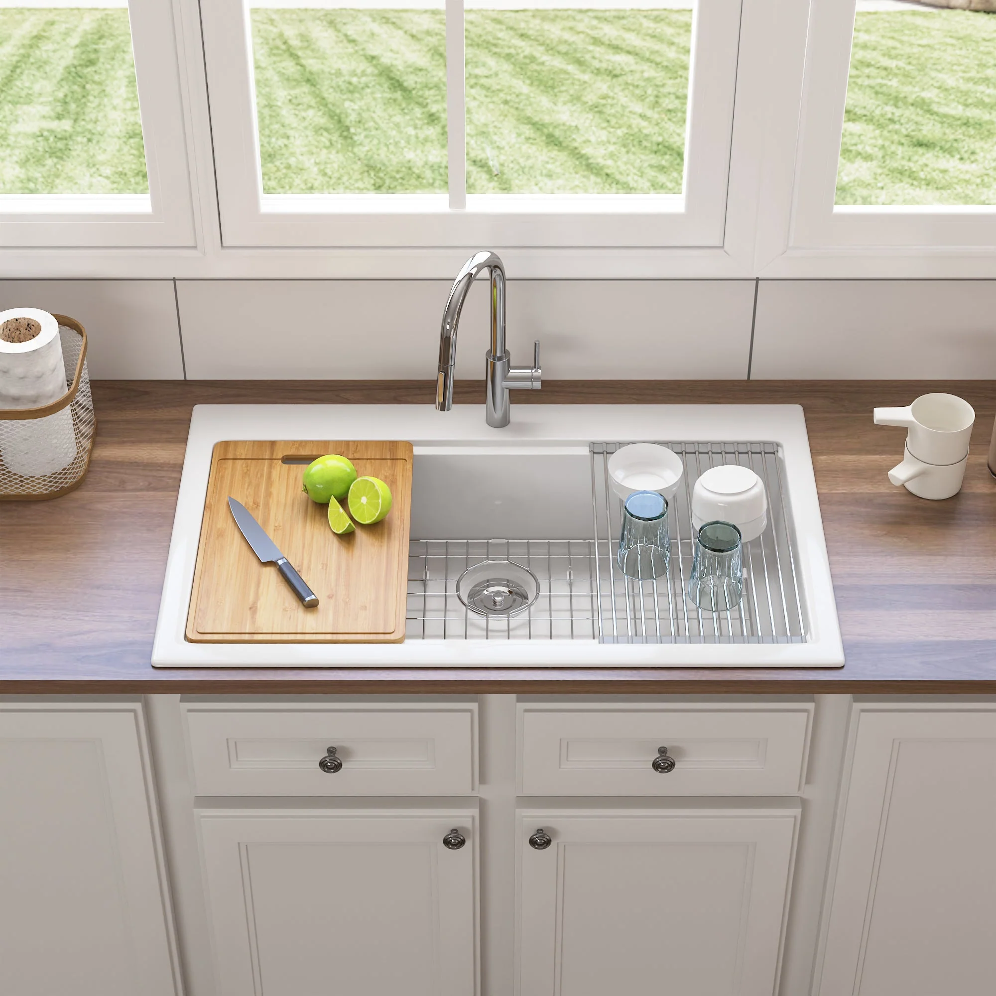 DeerValley DV-1K0135 Workstation Farmhouse Kitchen Sink – Scratch Resistant & Deep Basin - Image 12