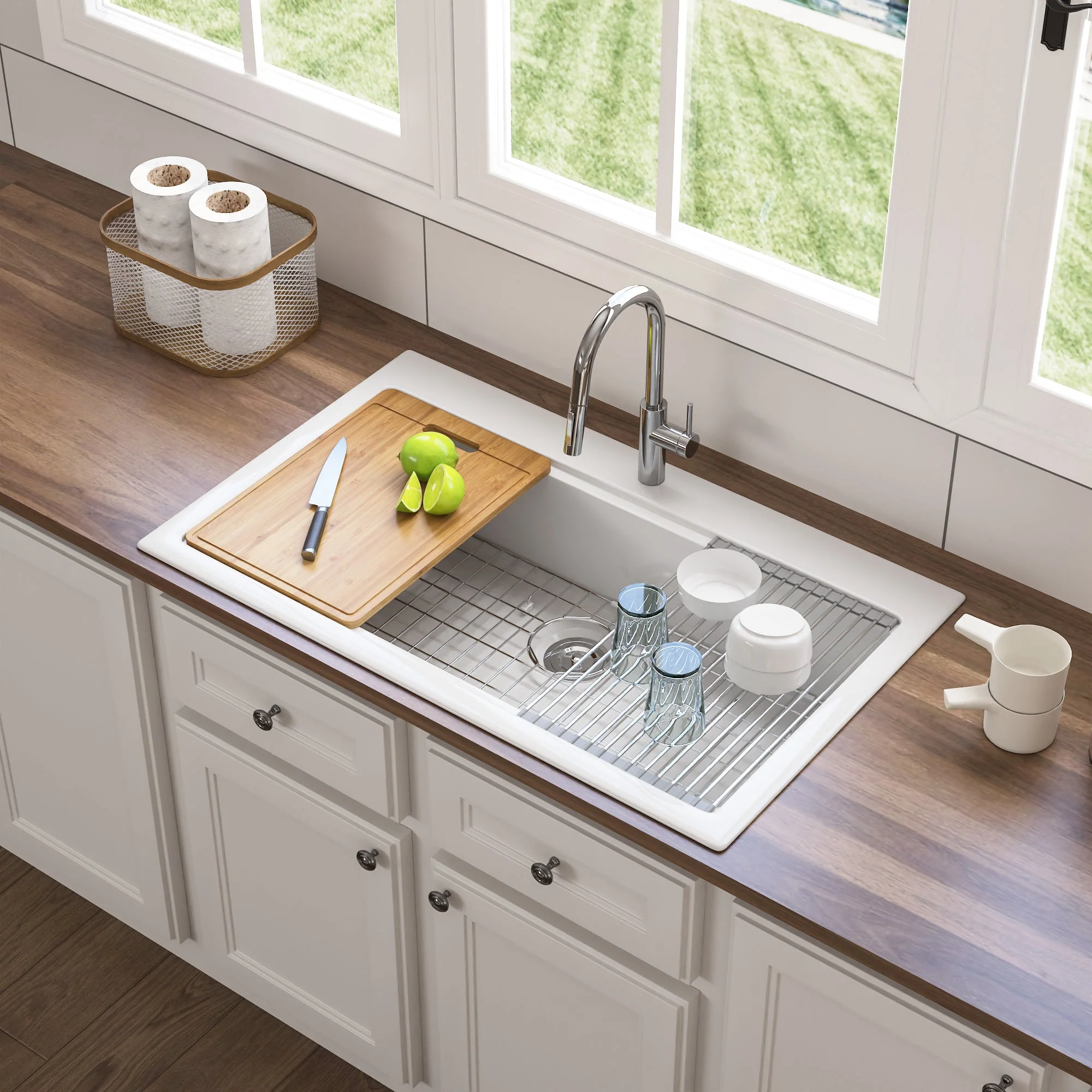 DeerValley DV-1K0135 Workstation Farmhouse Kitchen Sink – Scratch Resistant & Deep Basin - Image 13