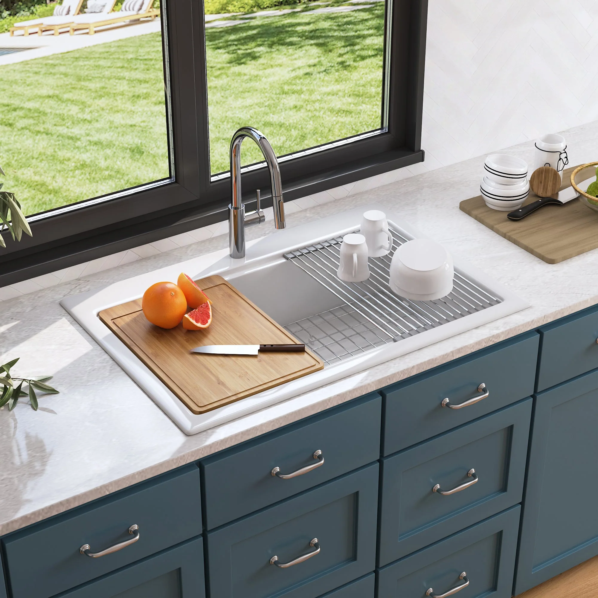 DeerValley DV-1K0135 Workstation Farmhouse Kitchen Sink – Scratch Resistant & Deep Basin - Image 2