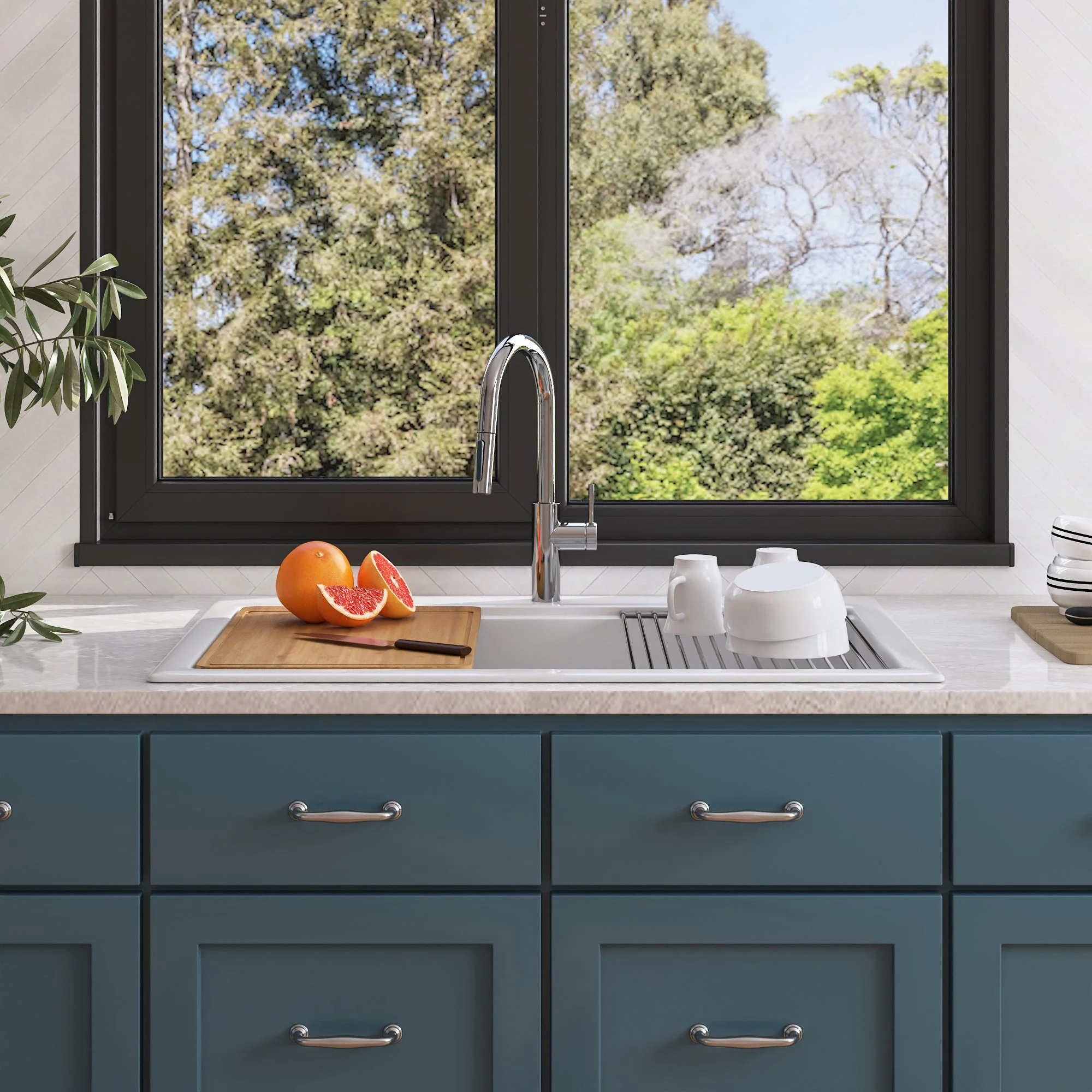 DeerValley DV-1K0135 Workstation Farmhouse Kitchen Sink – Scratch Resistant & Deep Basin - Image 6