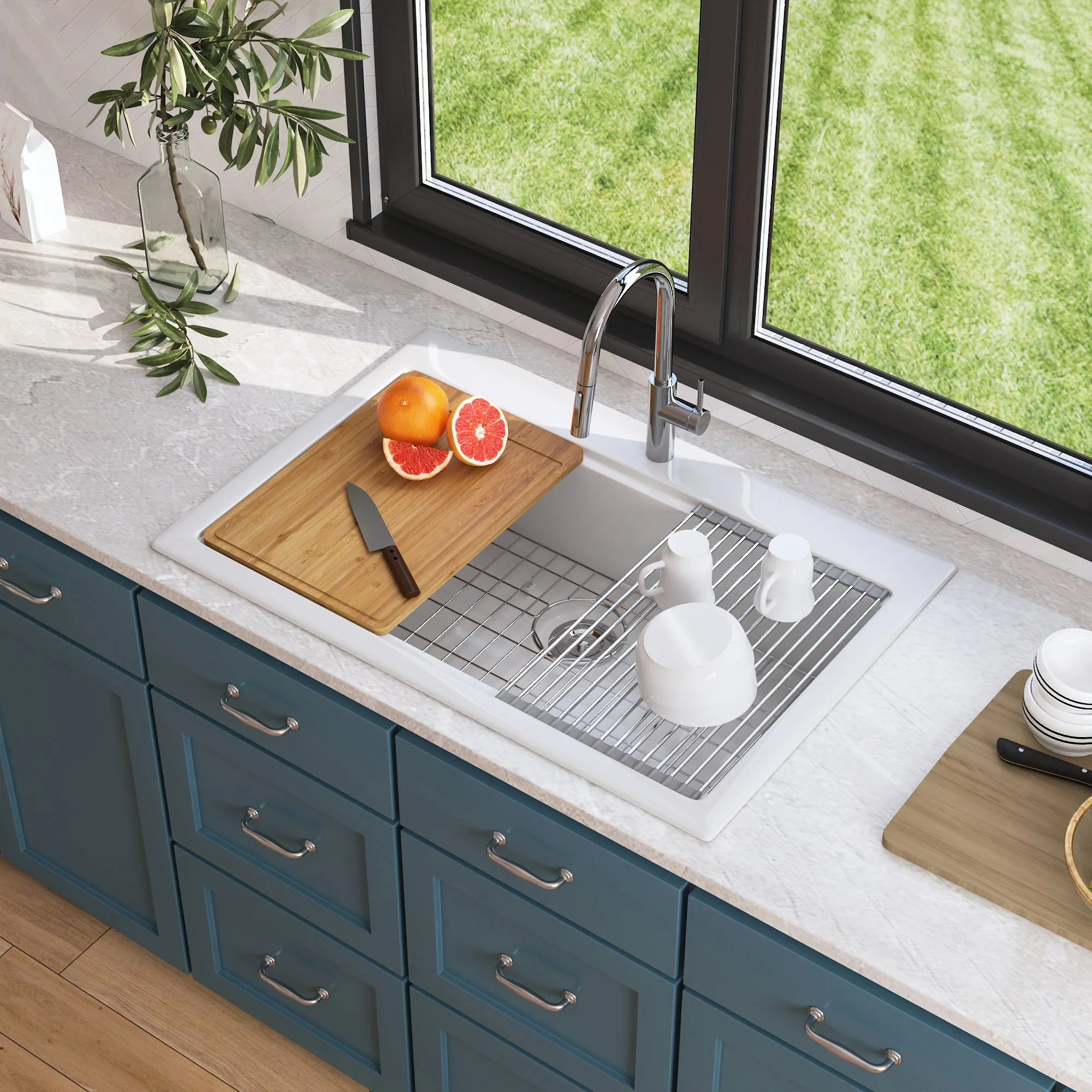 DeerValley DV-1K0135 Workstation Farmhouse Kitchen Sink – Scratch Resistant & Deep Basin - Image 7