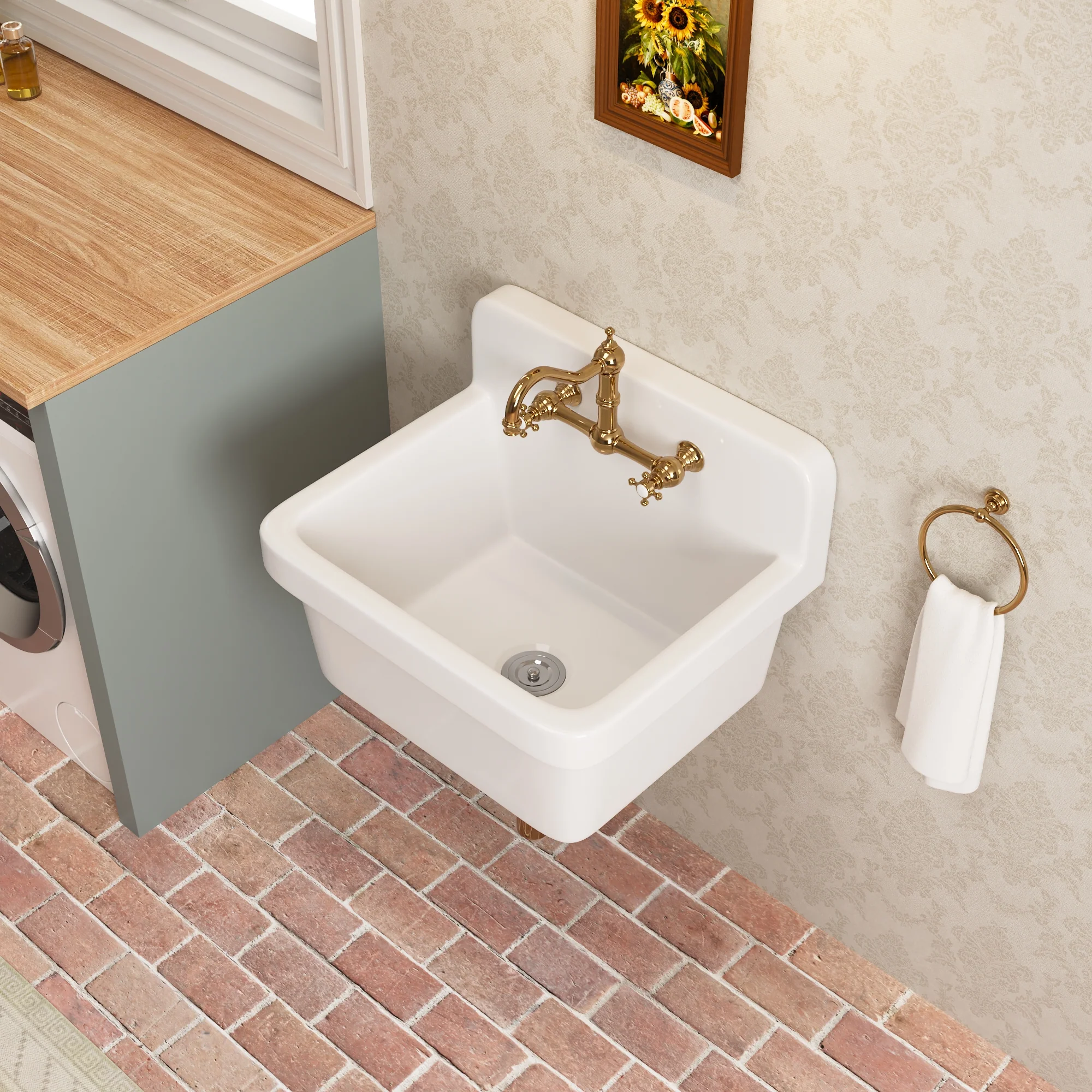 DeerValley DV-1K0137 Laundry Sinks Wall-Mounted Utility Deep Basin - Image 4