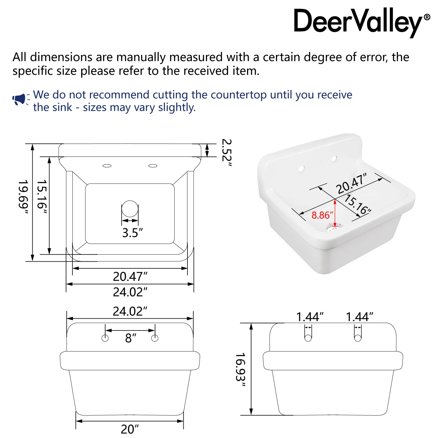 DeerValley DV-1K0137 Laundry Sinks Wall-Mounted Utility Deep Basin - Image 7