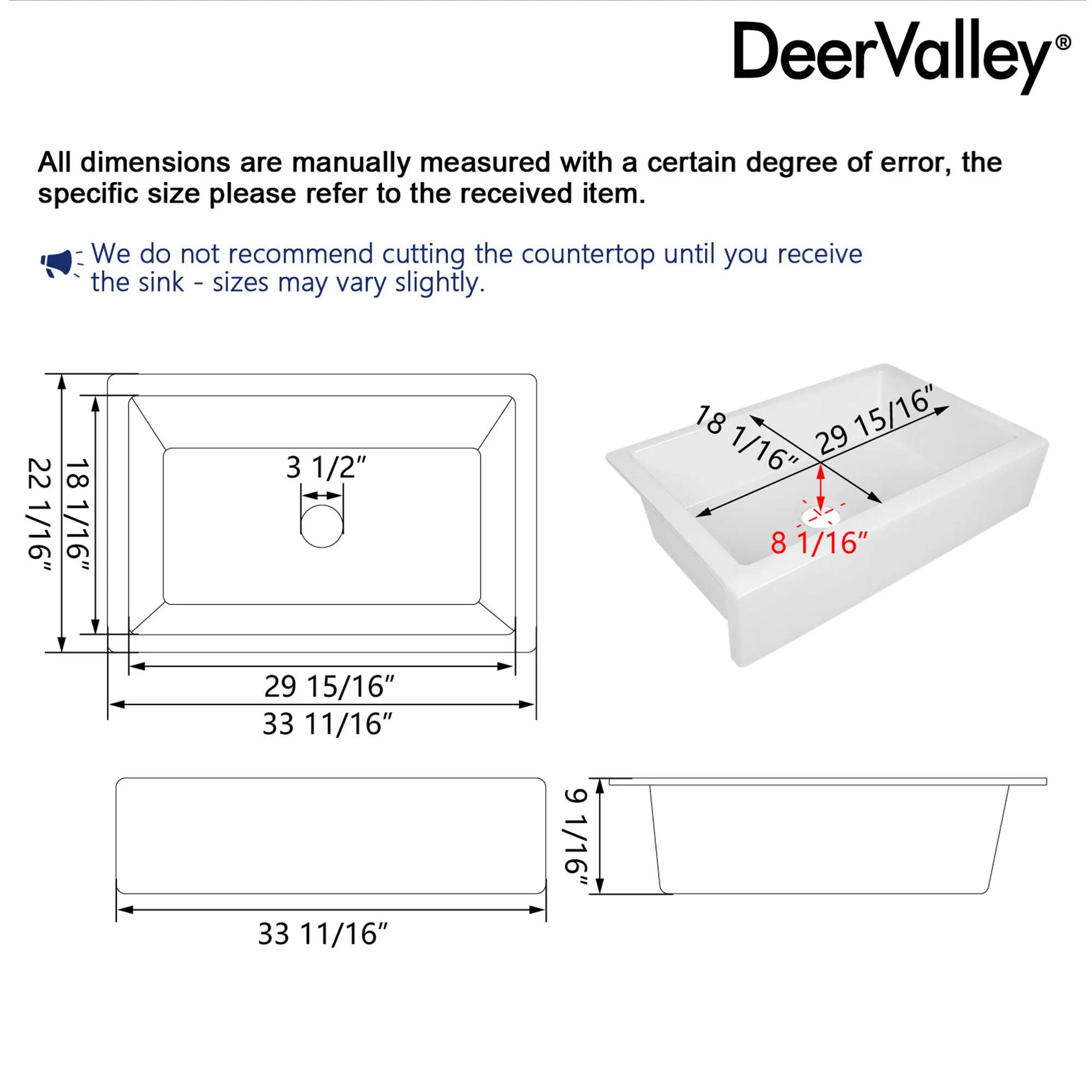 DeerValley DV-1K0139 Farmhouse Kitchen Sink – Durable & Easy Drain with Large Basin - Image 11